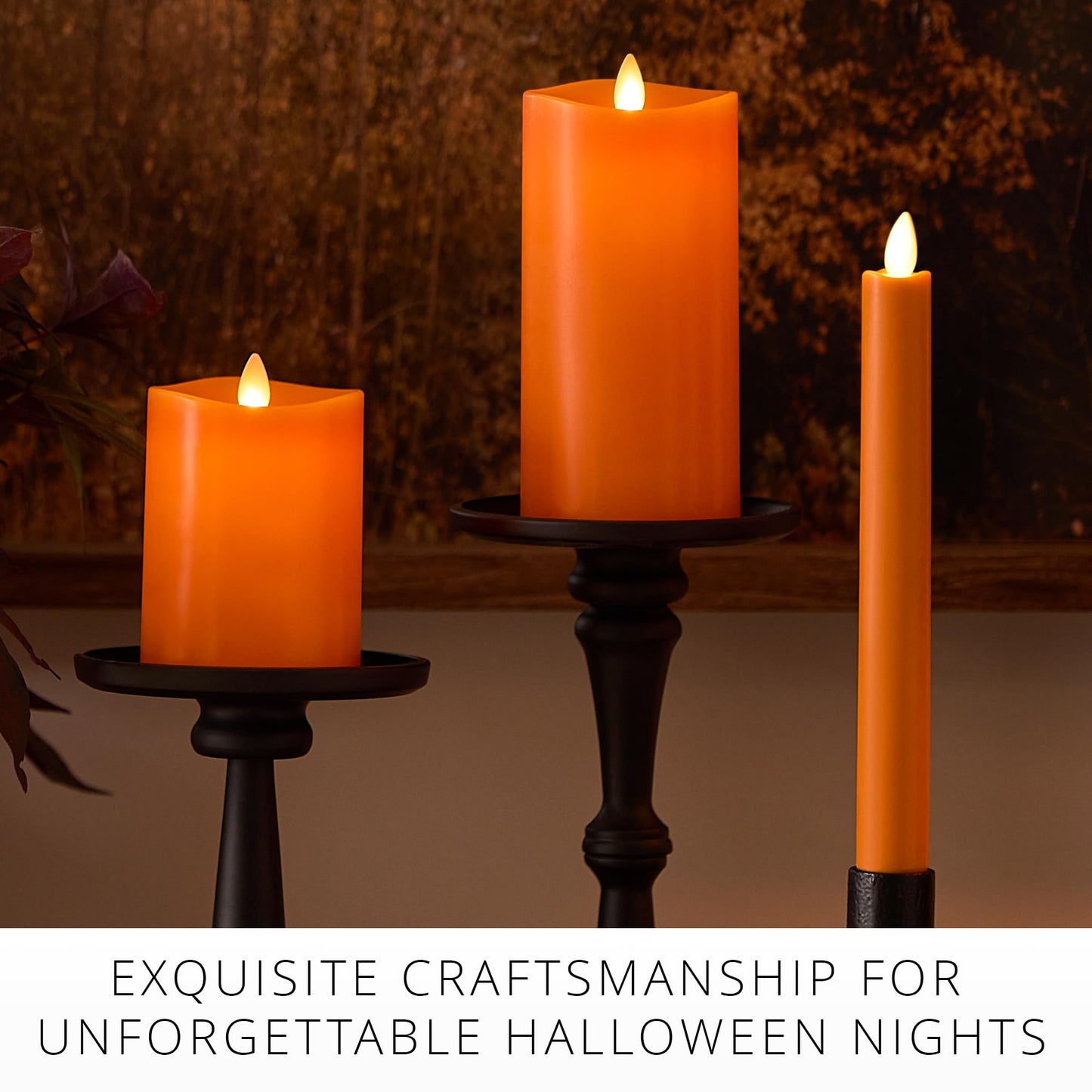 Luminara Flickering Flameless LED Candle, Battery Operated with Timer Function, Russet Orange Pillar 3"x 4.5" Inch, Real Wax Unscented Fall Home Indoor Decor, Remote Ready (Sold Separately),Melted Top
