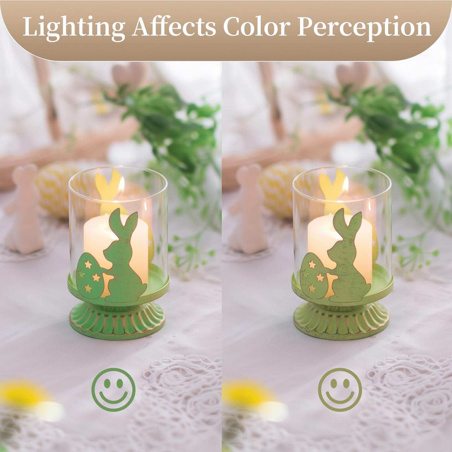 Sziqiqi Bunny Candle Holder for Easter: Tealight Holders Centerpiece Table Decorations for Pillar Candles - Coloured Rabbit Tea Light Candle Holders for Easter Party Spring Home Decor