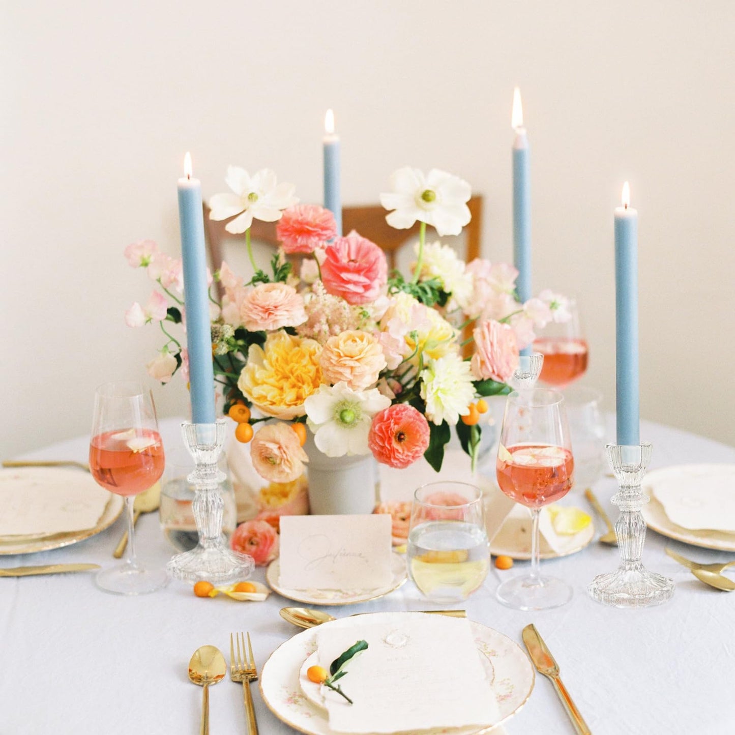4.33" Tall Glass Candlestick Set of 6 Clear Crystal Candle Holders for Glass Taper Holder Decor for Wedding Birthday Party Christmas