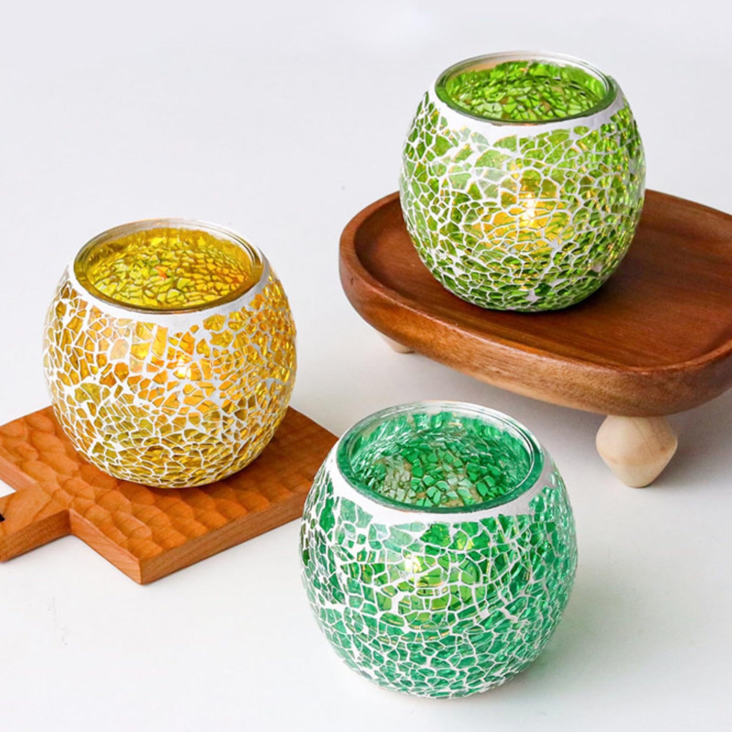 Lime Green Glass Votive Candle Holder – Crackle Votive Style, Perfect for Weddings & Home Decor (1 Pack)