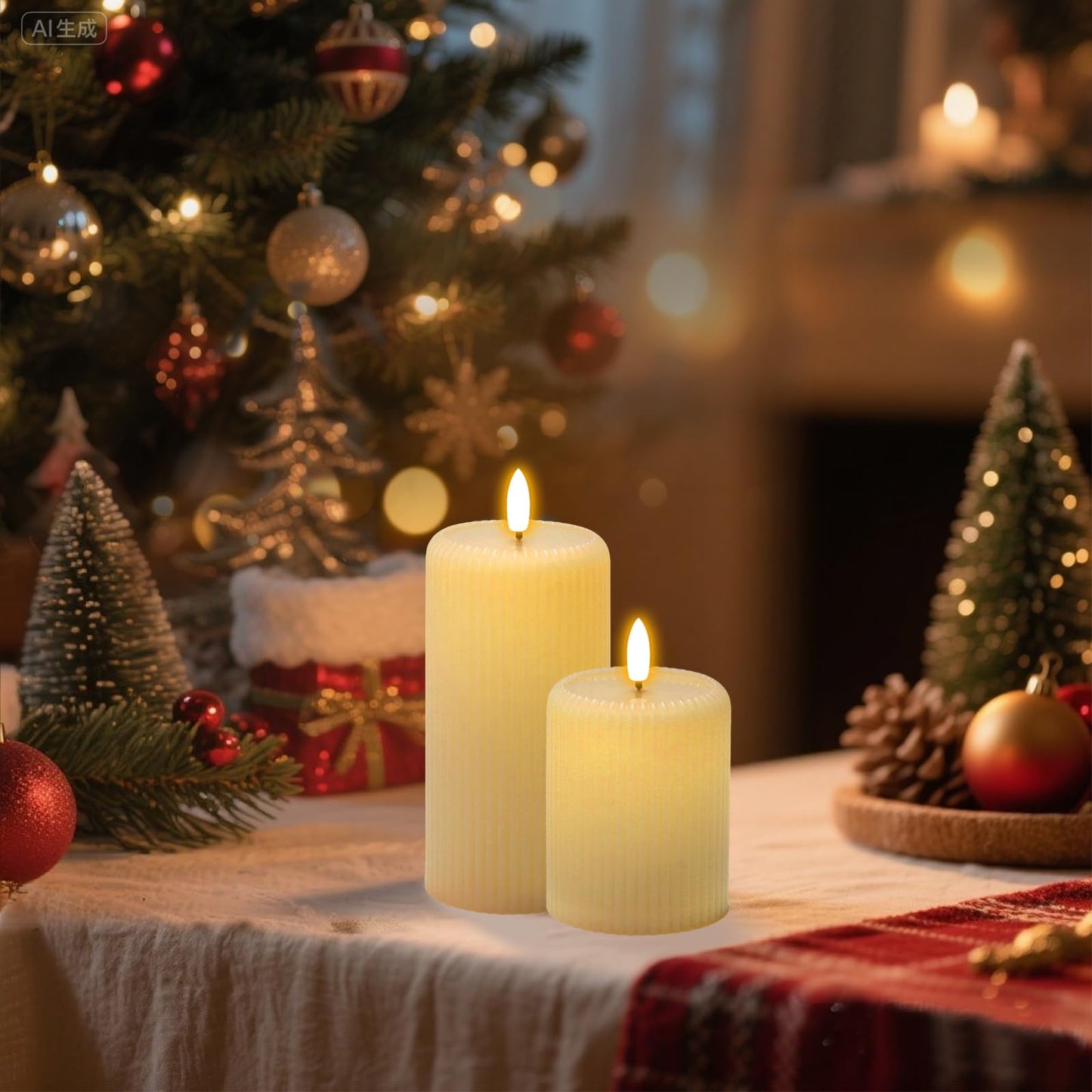 Rechargeable Candles with Remote Timer, 3 Pack LED Pillar Candles with USB Charging Base, Electric Fake Votive Candles for Wedding, Table, Halloween, Christmas Decorations (Set of 3, D3” x H4”5”6”)