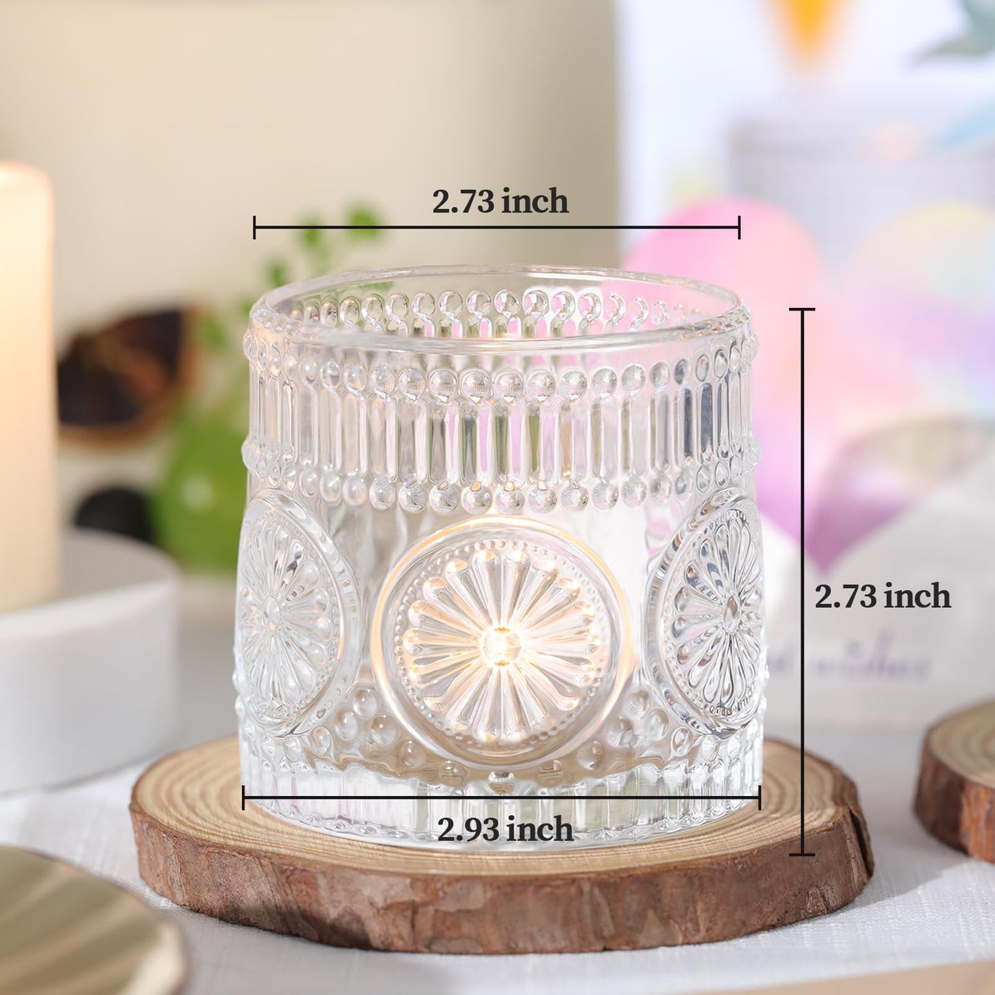 Sunnyfuture 6Pcs Large Votive Candle Holders Clear Glass Tealight Candle Holders for Wedding, Table Centerpiece, Party, Birthday, Home Decor