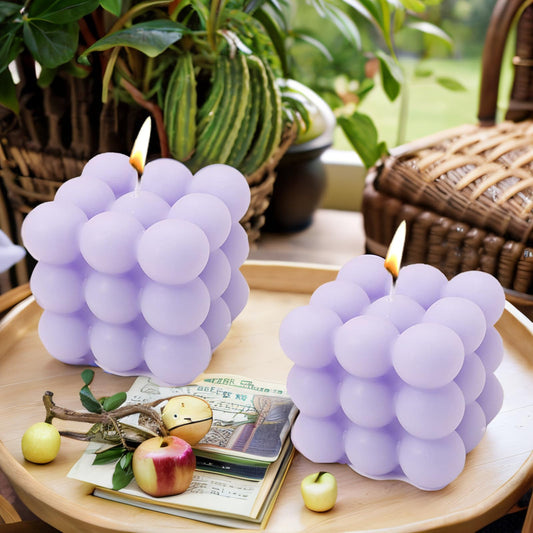 2PCS Bubble Candle Set, Cube Soy Wax Bubble Candles, Handcrafted Natural Scented Aesthetic Bubble Candle Set for Home Bedroom Decor, Birthday Mothers Day Gifts
