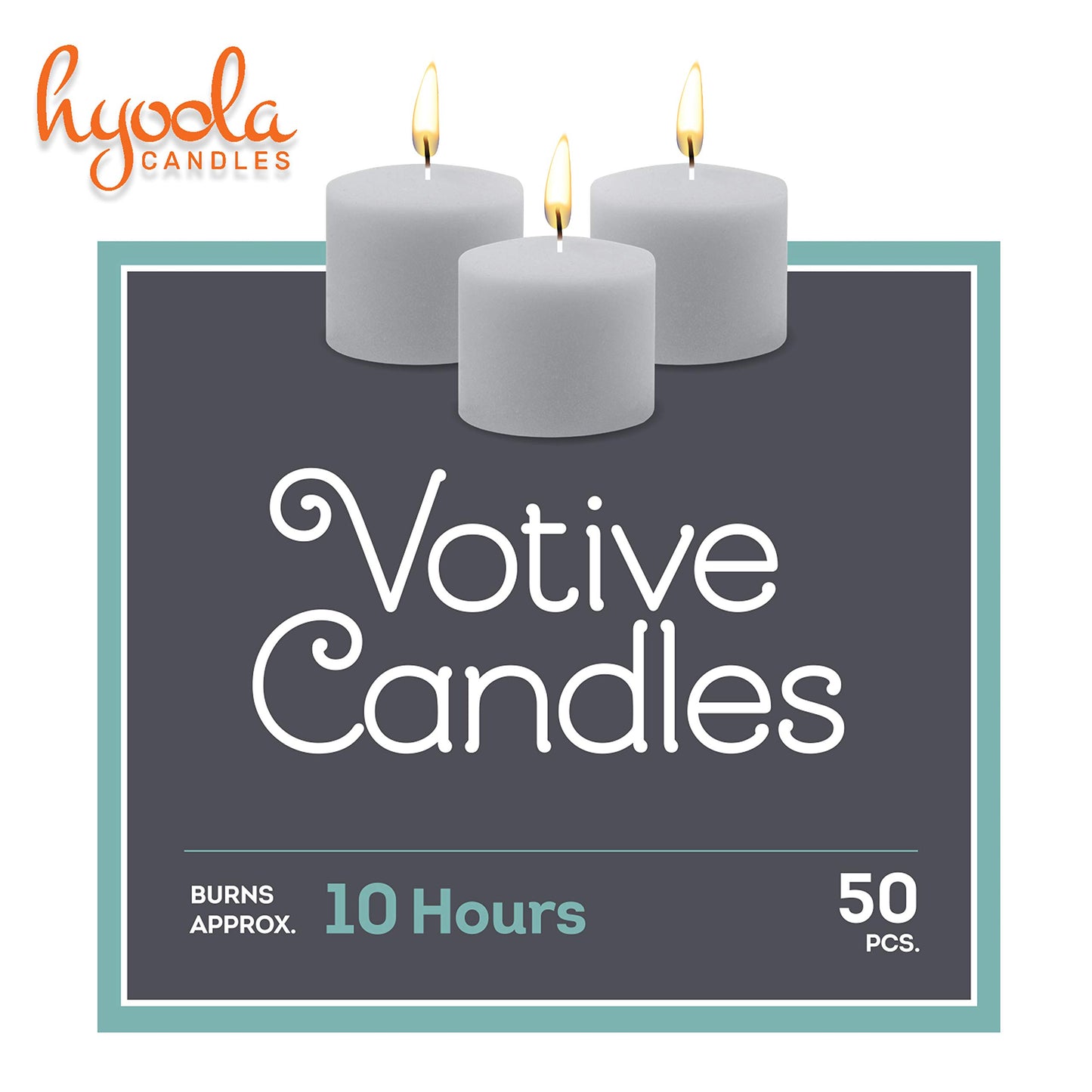 Hyoola Votive Candles - 10 Hour Burn Time - Unscented Candles Votives Bulk - Pack of 50 White Candles - European Made
