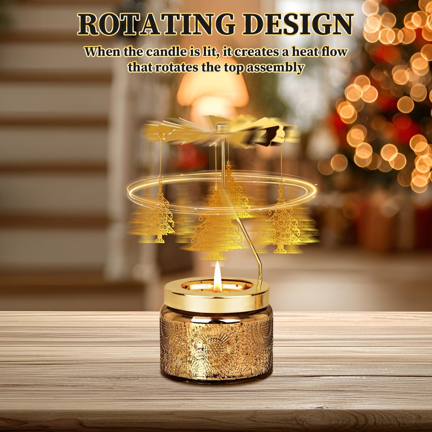 Nialnant Christmas Tree Rotating Scented Candle Gift for Women Mom Daughter Sister Wife, Unique Rotating Scented Candle Gifts for Birthday Christmas Holiday Party Table Decoration
