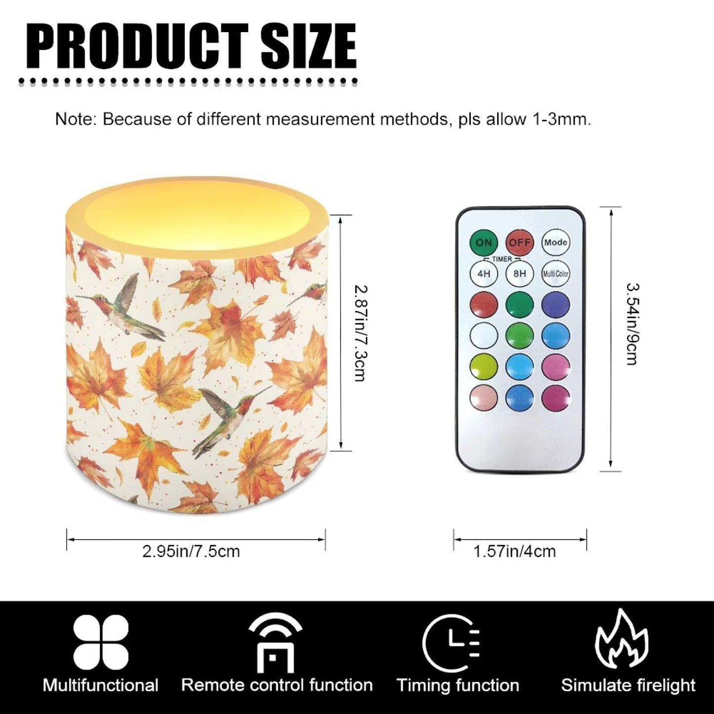Cozeyat Fall Leaf Kitchen Counter LED Candles Set of 4 Battery Powered Flameless with Remote Timer Dancing Flame Waterproof for Home Patio Table Use