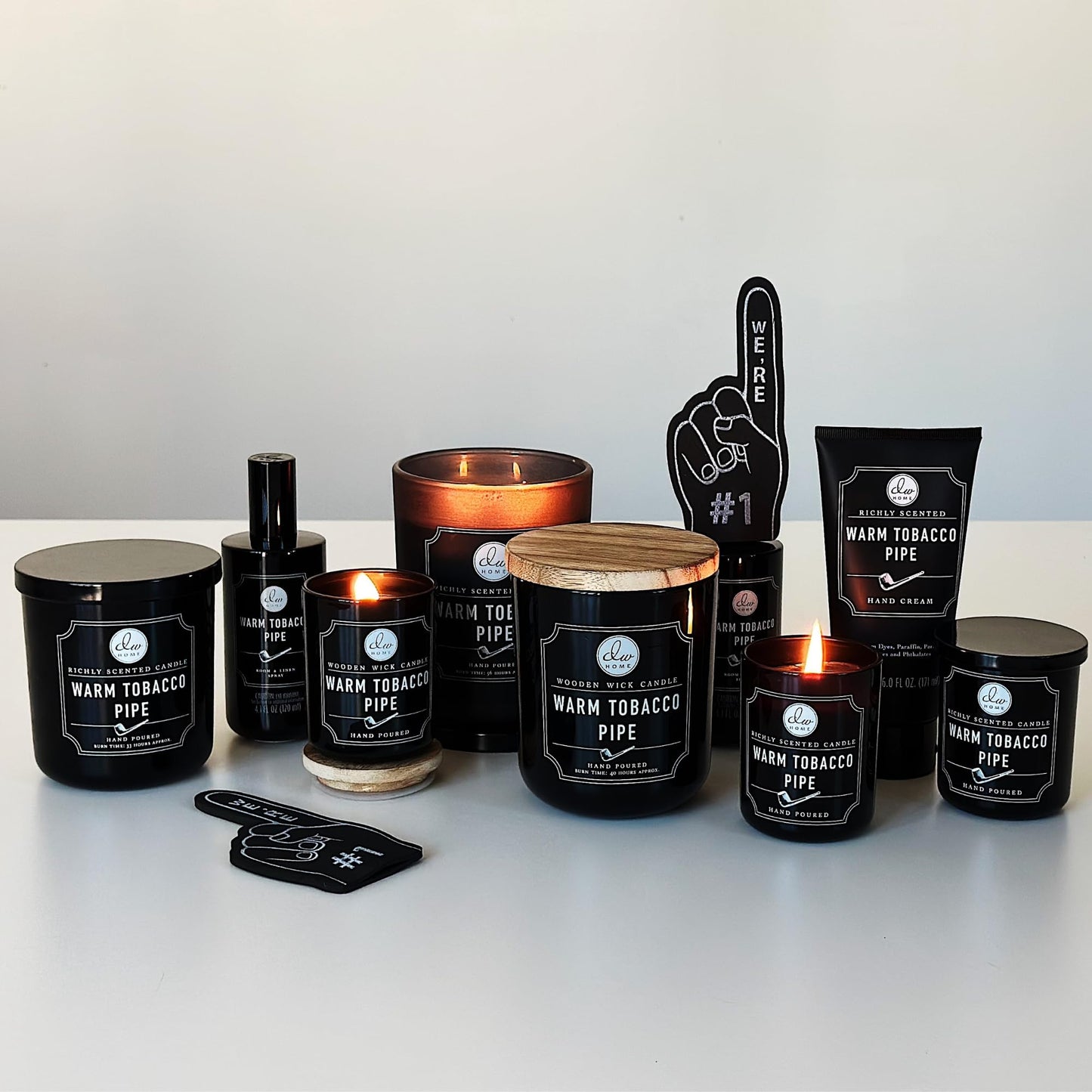 DW Home Warm Tobacco Pipe Scented Candles, 9 oz Single Wick Medium Jar, Up to 33 Hour Burn Time, Hand-Poured, Strong Long Lasting Woodsy Fragrance, Gifts for Men & Women