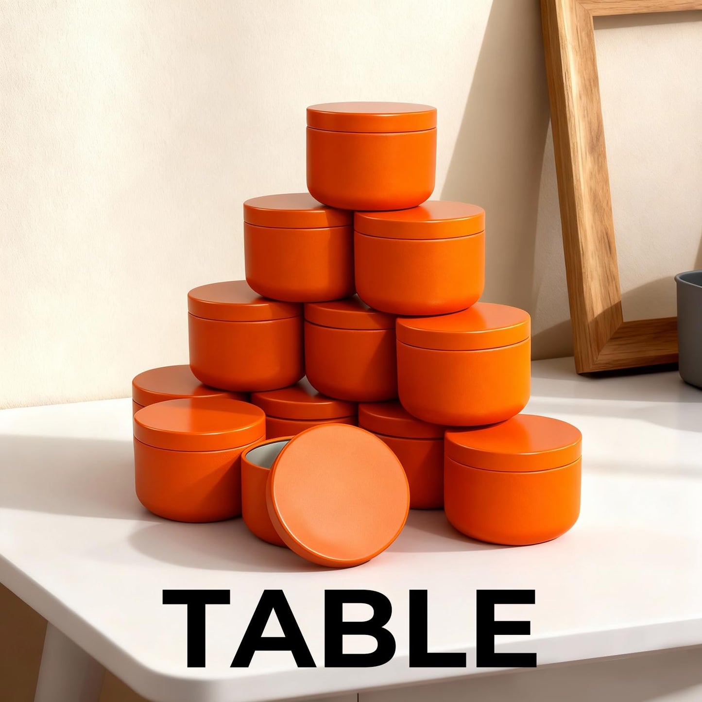 12 Pack 3 oz Candle Tins with Lids,Round Metal Candle Jars for Candle Making,Bulk Empty Tins Containers for DIY Crafts Christmas Gifts Small Business Supplies–Airtight Storage Jars (Orange)