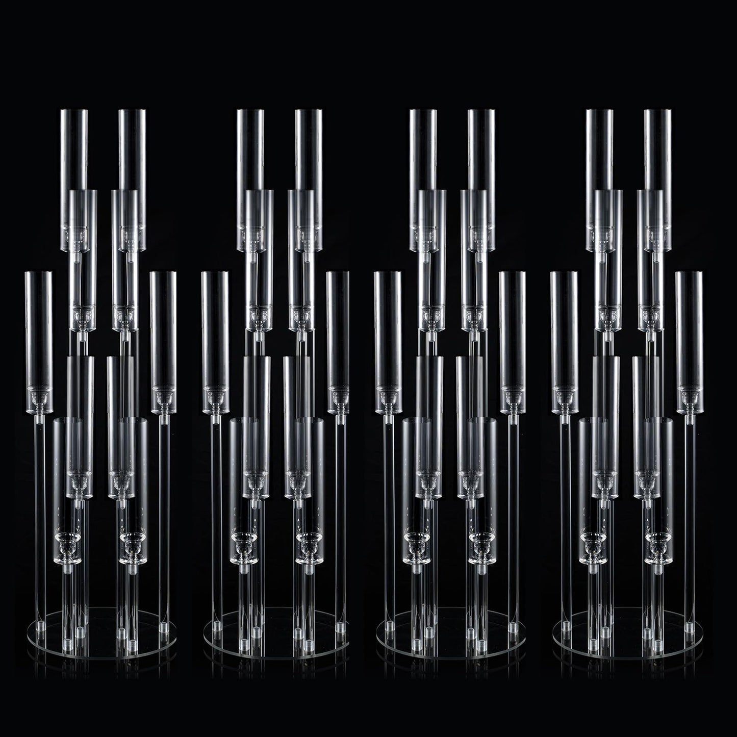 4 Sets 10 Arms Acrylic Candelabra Wedding Centerpiece,33.7Inches Floor Clear Candlesticks Holder with Acrylic Shade for Baby Shower Event Dinner Party Decoration(Fit 0.8Led Candles)