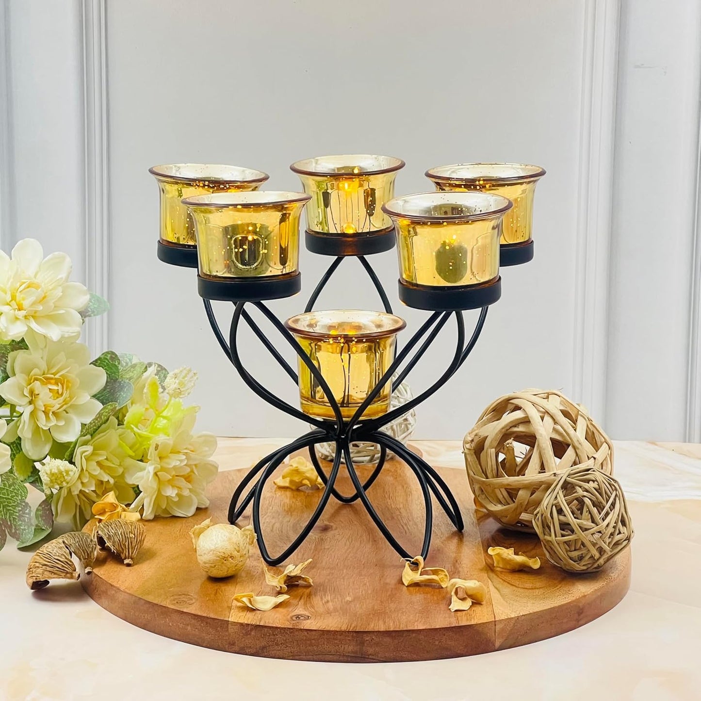 Hosley Set of 24 Metallic Gold Finish Glass Candle Tealight Holders Elevate Your Space with Elegant Decor and Timeless Ambiance