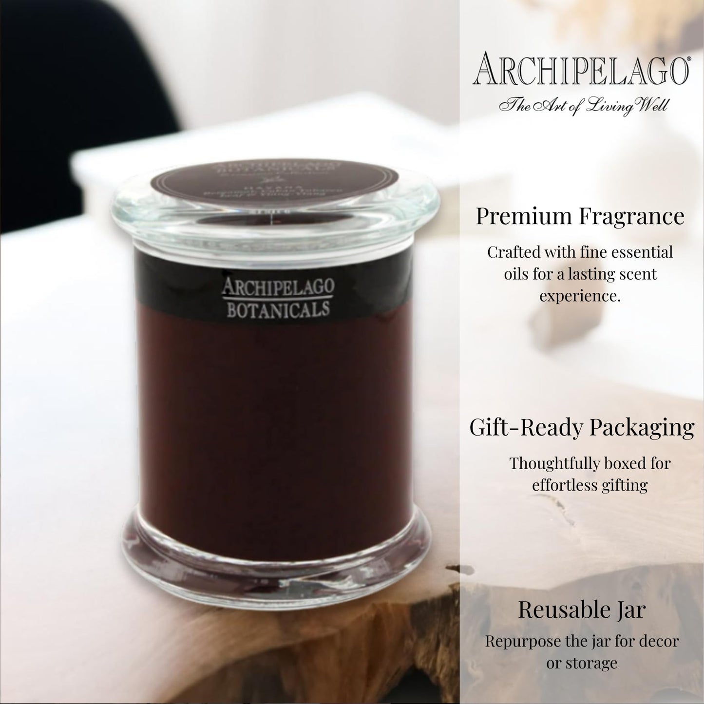 Archipelago Botanicals Havana Glass Jar Candle, Bergamot, Tobacco Flower and Ylang Ylang Scent, Lead-Free Candle Wicks, Burns Approx. 60 Hours (8.6 oz) (Pack of 2)