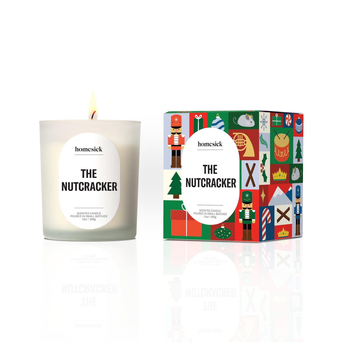 Homesick The Nutcracker Scented Candle – 13.75 oz Premium Soy Blend in Cinnamon Clove Ginger Vanilla Scent, Non-Toxic, 60 Hour Burn, Organic Cotton Wick – Wedding & Engagement Gifts for Couples