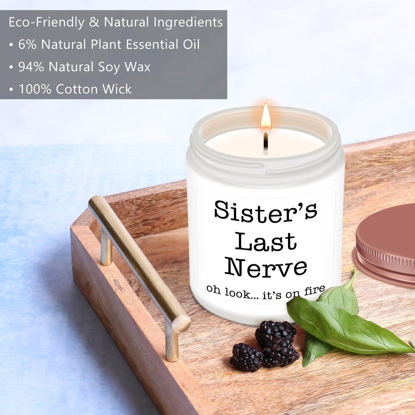 Homsolver Sister Gifts for Women, Valentines Galentines Mothers Day Christmas Birthday Gift Ideas, Female Friends Bestie in Law, Sister's Last Nerve Scented Candles