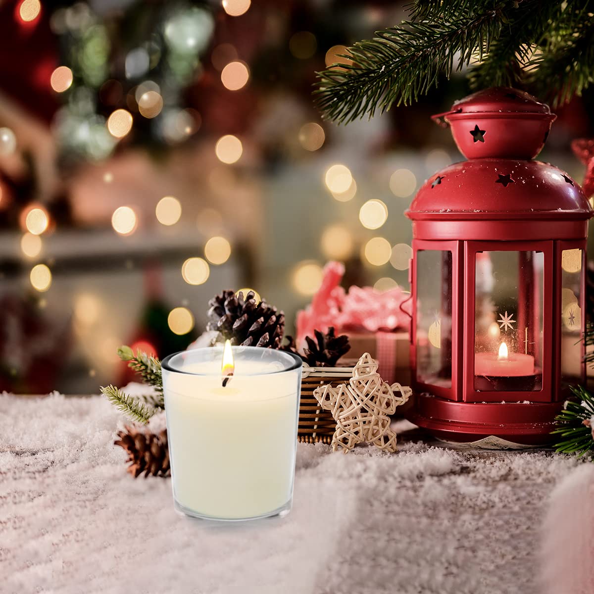 Haoson Unscented White Votive Candles in Glass 20 Packs Small Soy Wax Votives for Wedding Party Dinner Table