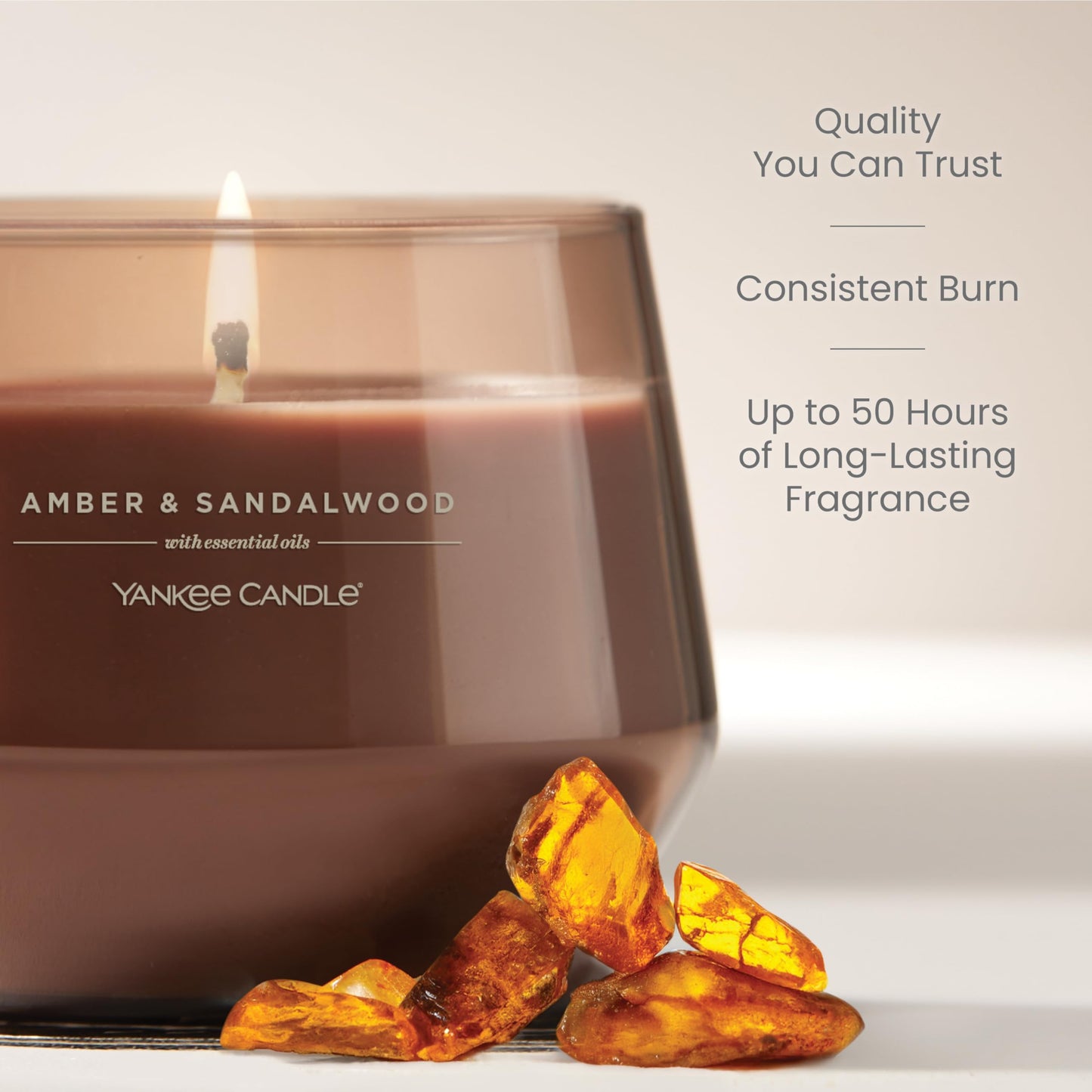 Yankee Candle Studio Scented Candle, Jar Candle for Home Fragrance, Premium Plant Wax Blend, Long Lasting Burn, Room Filling Fragrance, Amber & Sandalwood (Pack of 1)