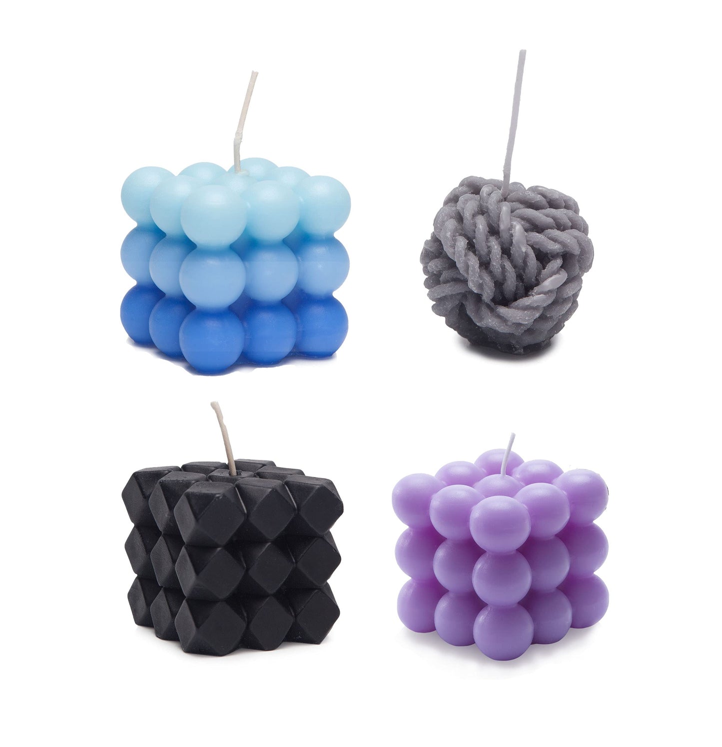 Bubble Candle, 4pcs Cube Soy Wax Bubble Candles Scented Aesthetic Bubble Candle Set for Home Bedroom Decor Birthday Mothers Day Gifts for Mom (Blue Bubble Candles)
