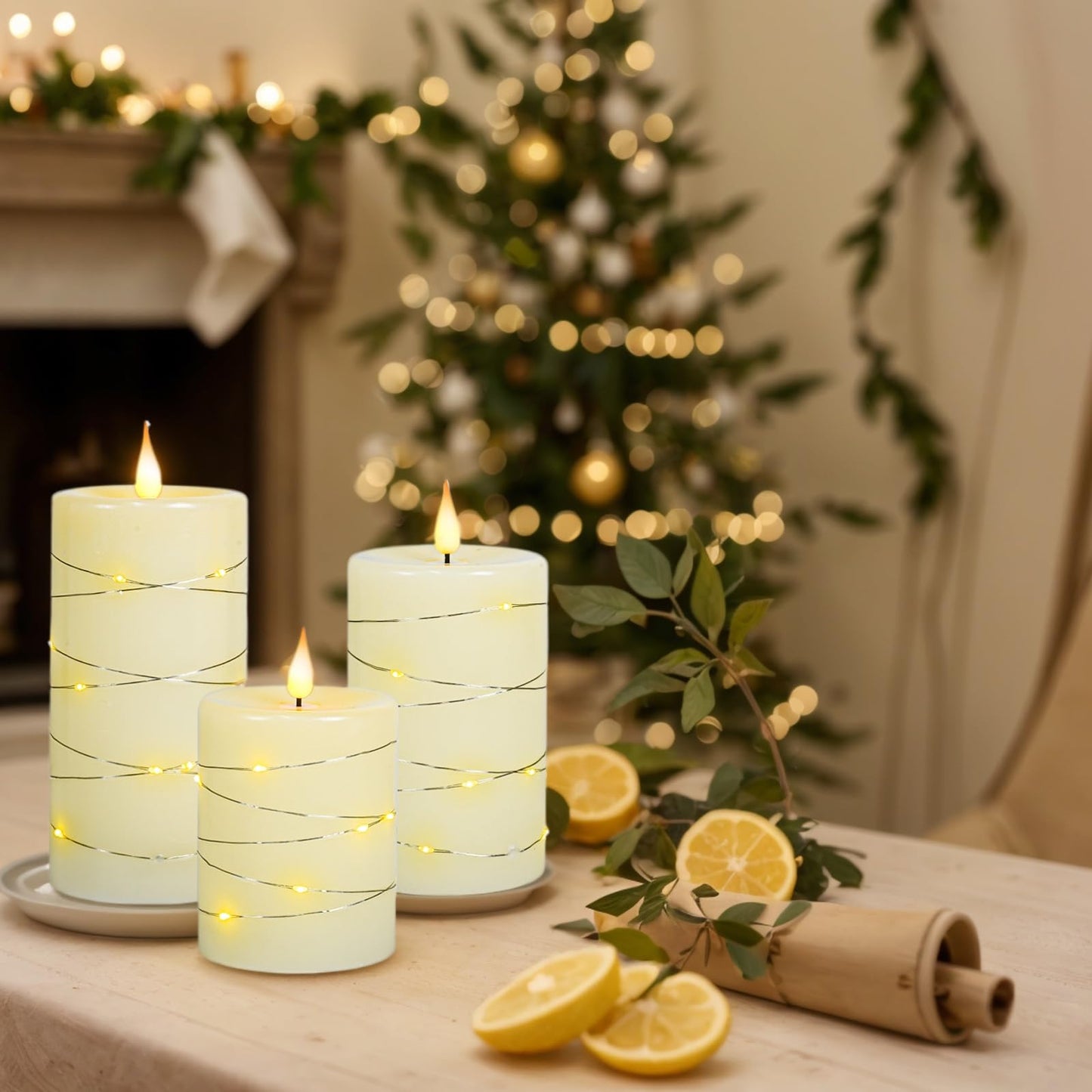 Homwamee 3 Pcs Flameless Candles with Remote Control, Battery Operated Candles LED Pillar Candle with Timer, 4'' 5'' 6'' Candles Set of 3 Pack for Wedding Centerpieces Holiday Table Home Decorations