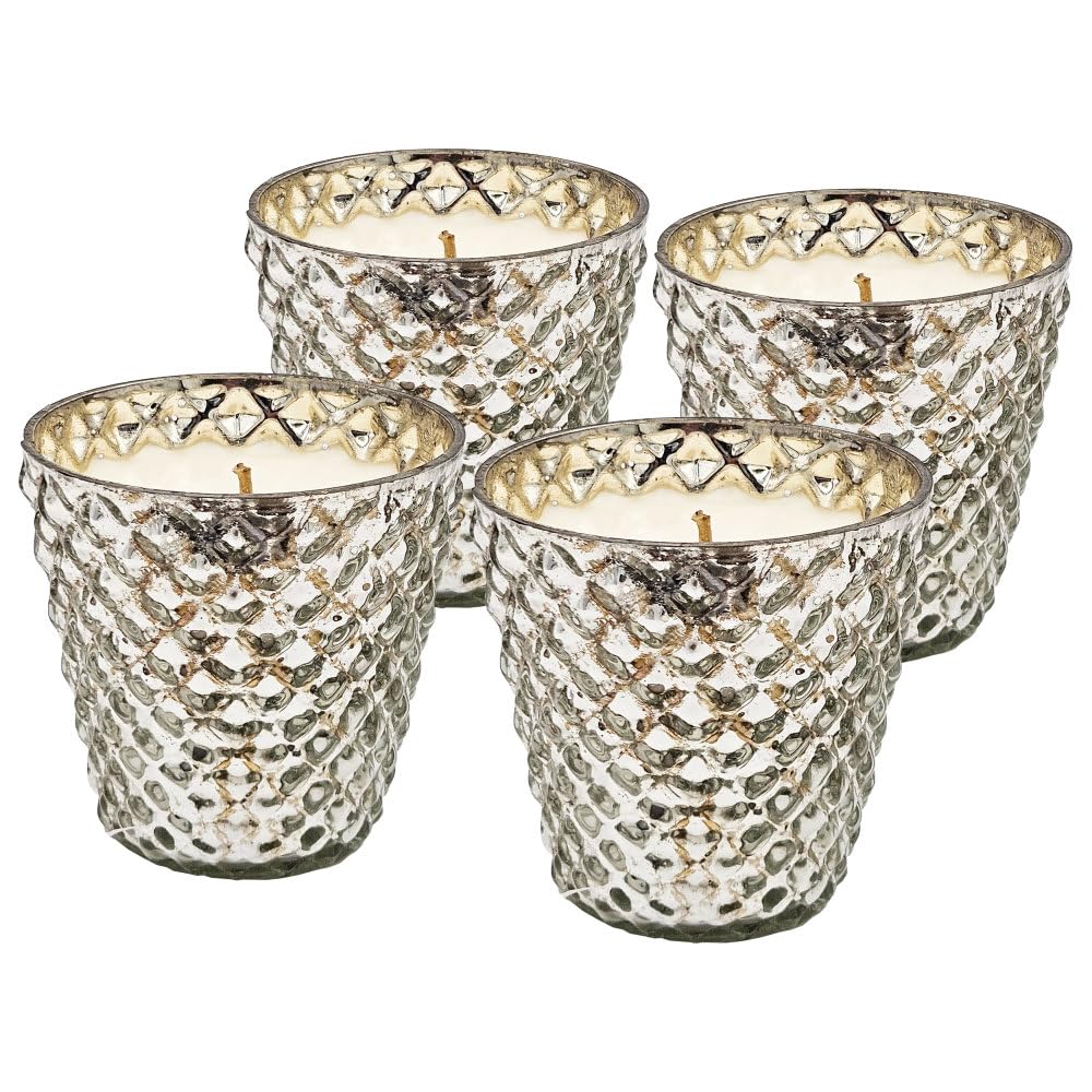 Scented Soy Wax Candle in Antiqued Glass Jar with Earl Grey Fragrance for Home Aromatherapy and Cozy Living Spaces