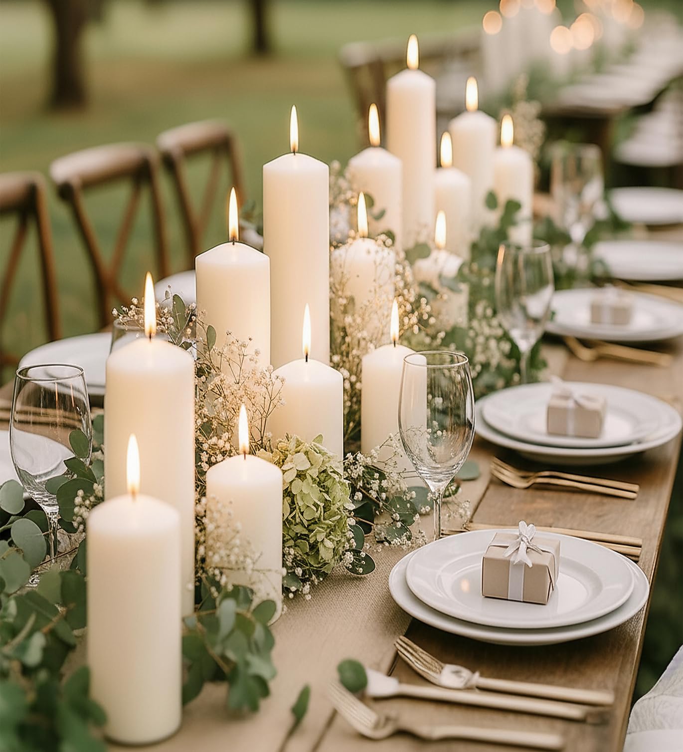 Veiuwa 36 Pack White Pillar Candles Bulk Set, 2x3 2x4 2x6 Inch - 12 Each Size, Dripless Smokeless Clean Burning for Wedding Centerpieces, Home Decor, Church, Romantic Ambiance！