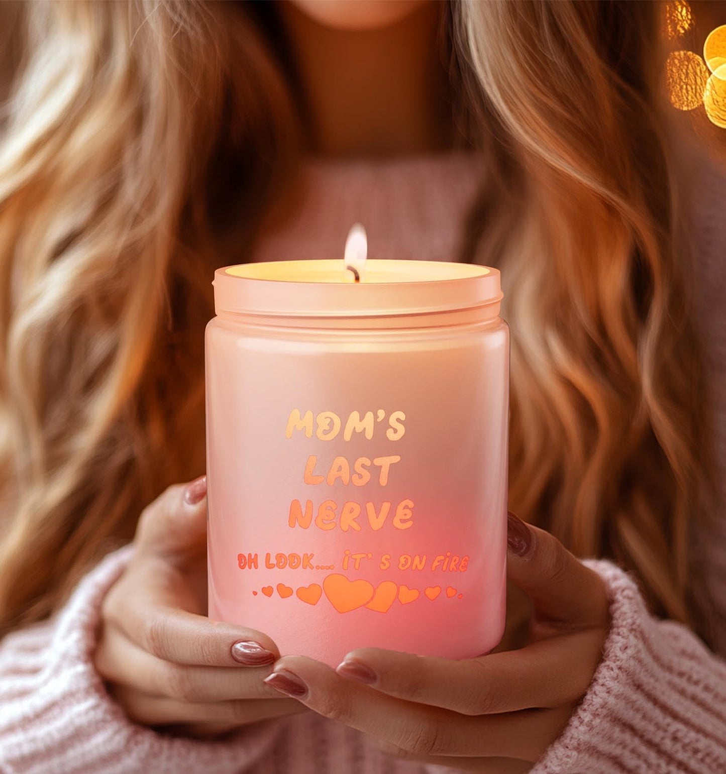 Mother's Day Candles with LED Light, Holiday Candle Gifts for Mom, Christmas Gifts for Women, Orange Rose Scented Candles,Perfect for Xmas, Winter Décor, Over 40 Hours of Burn Time, 100% Soy Wax