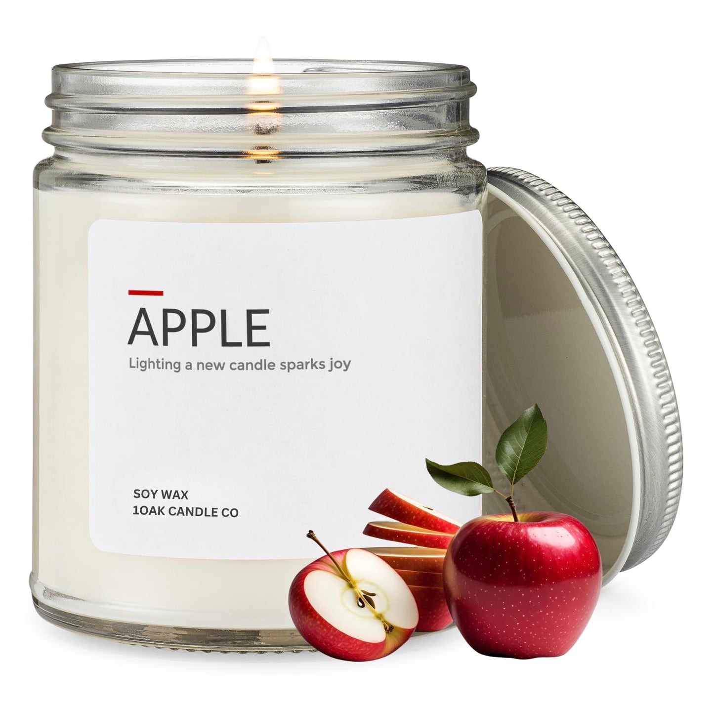 1OAK Apple Candle - Soy Wax Scented Candles (Apple) - Soy Candles for Home Scented - Long Burning Premium - Hand-Poured (7oz)
