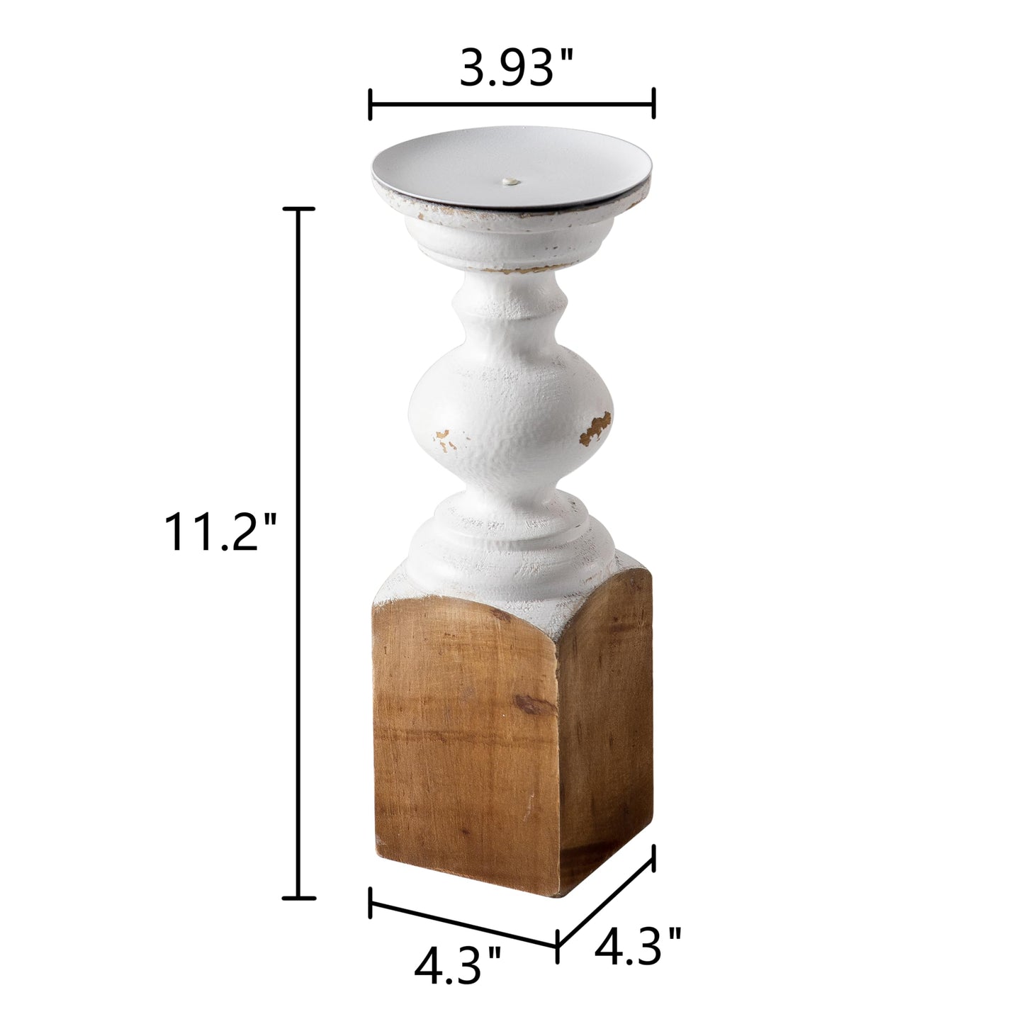 SOFE Wood Farmhouse Candle Holders, 11" Tall White Candle Holders for Pillar Candles, Rustic Candle Stand for Mantel, Coffee Centerpiece Table Decorations, Living Room, Dining Room Decor