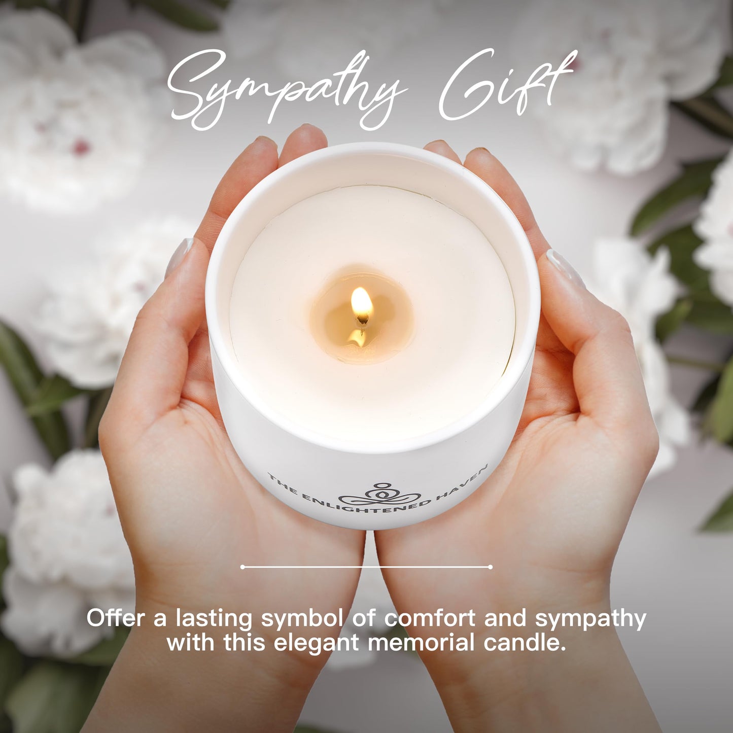 Sympathy Candle - Natural Soy Wax Scented Memorial Candles for Loss of Loved One - Remembrance, Grief, Condolences, Funeral, Thinking of You, Bereavement Gifts - Gardenia - 40 Burn hrs