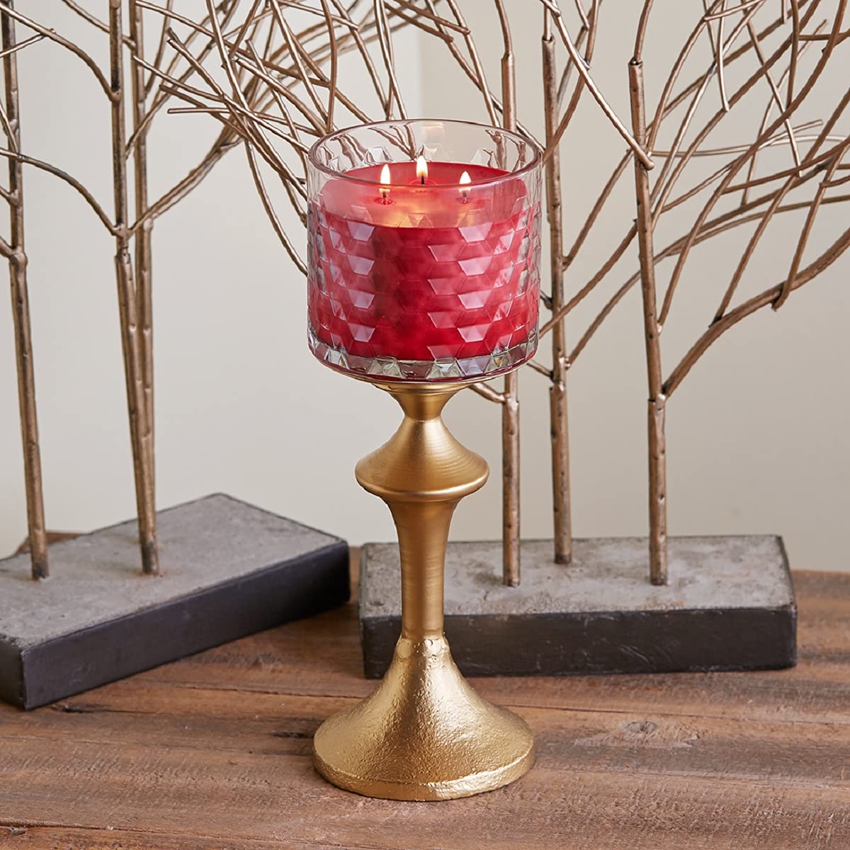 Root Candles Holiday Scented Candles Honeycomb Glass Premium 3-Wick Handcrafted Beeswax Blend Candle, 12-Ounce, Hollyberry