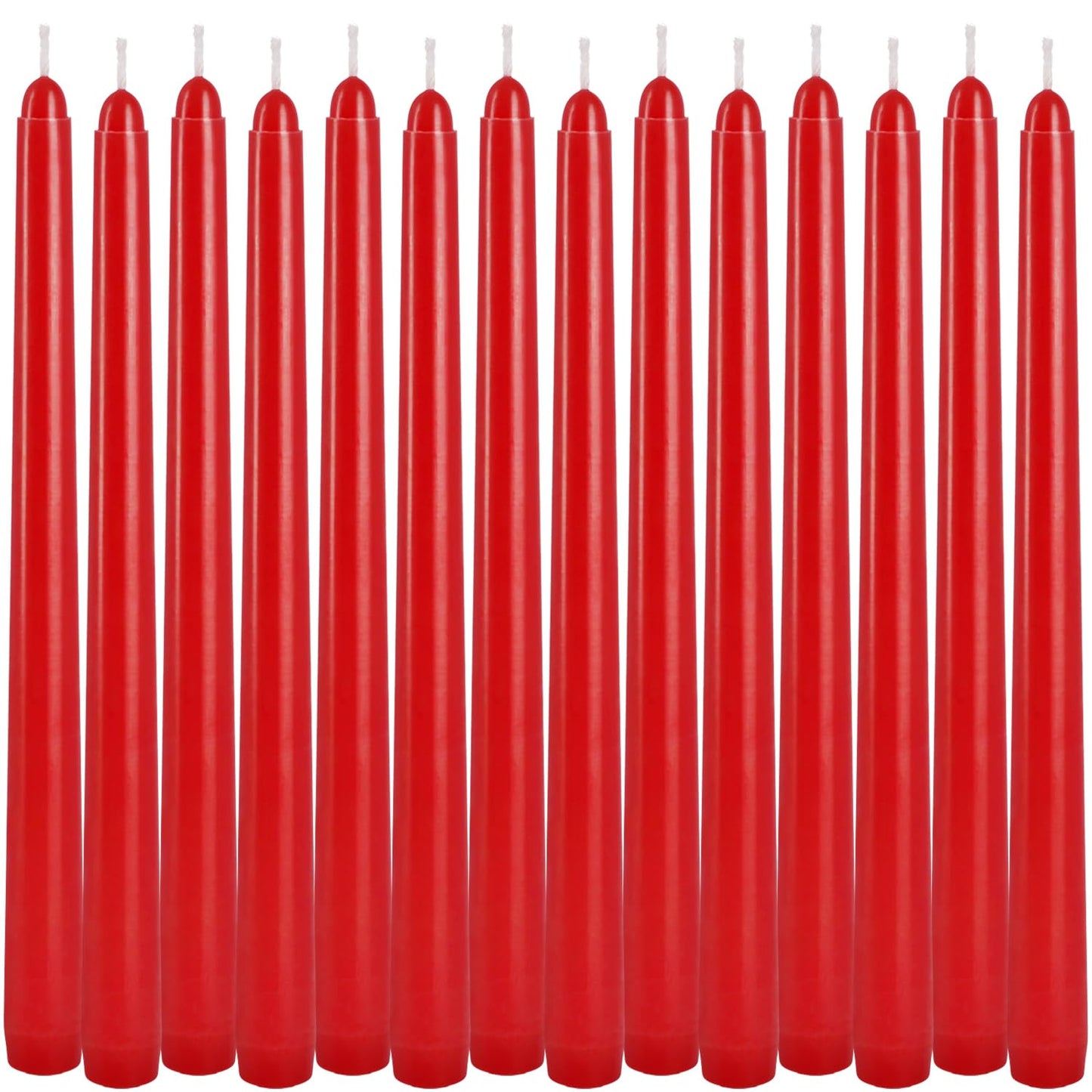 WPONSZU 14 Pack Tall Red Taper Candles 10 Inch Unscented Dripless Candlesticks for Christmas,Valentine's Day,Dinner,Party,Brithday,Wedding and Home Decoration - 8 Hour Burn Time.