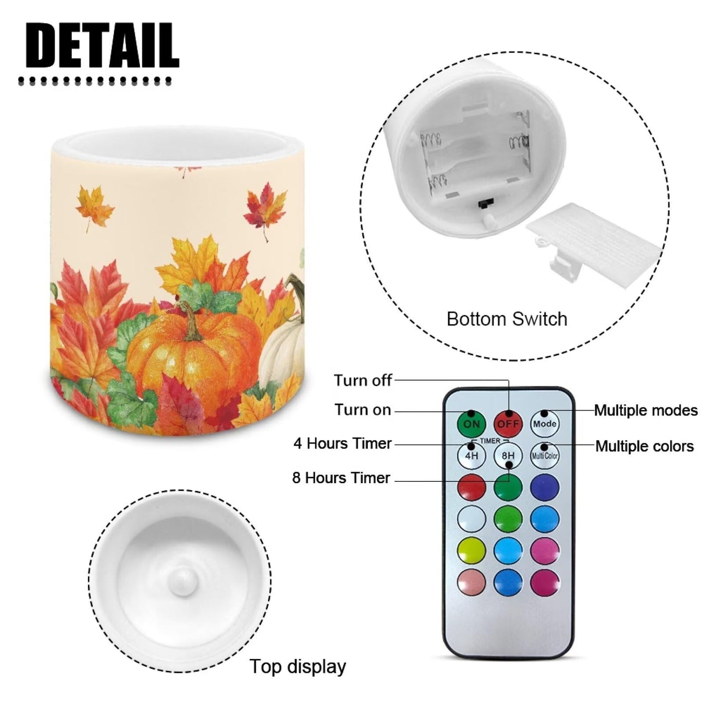 Cozeyat Harvest Pumpkin Flameless Candles 4 Pack Battery Operated with Remote Control Timer LED Pillar Candles Waterproof for Indoor Outdoor Use