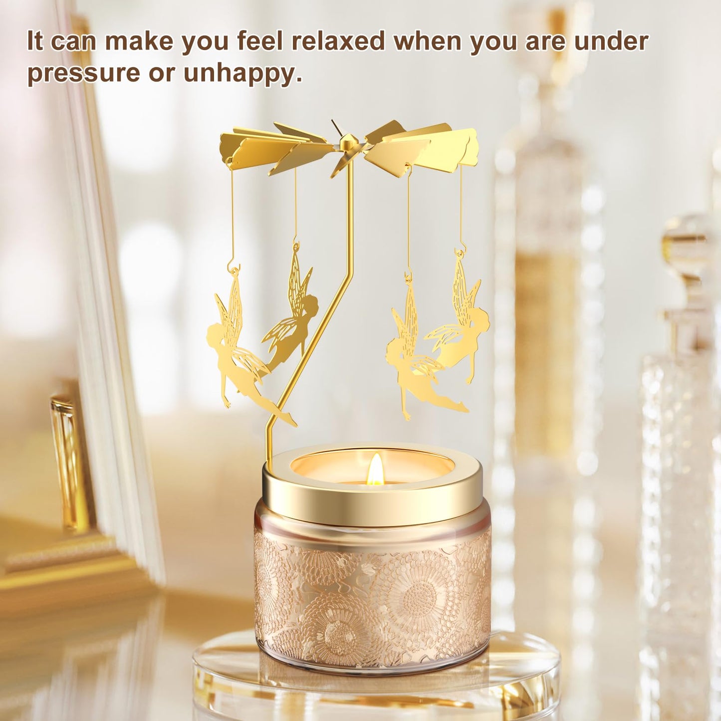 Rotatable Osmanthus Flower Scented Candle, Gifts for Women, Single-Wick with 20 Hours of Burn Time, Ideal for Creating Relaxing Ambience & Holiday Gifting (Angel)