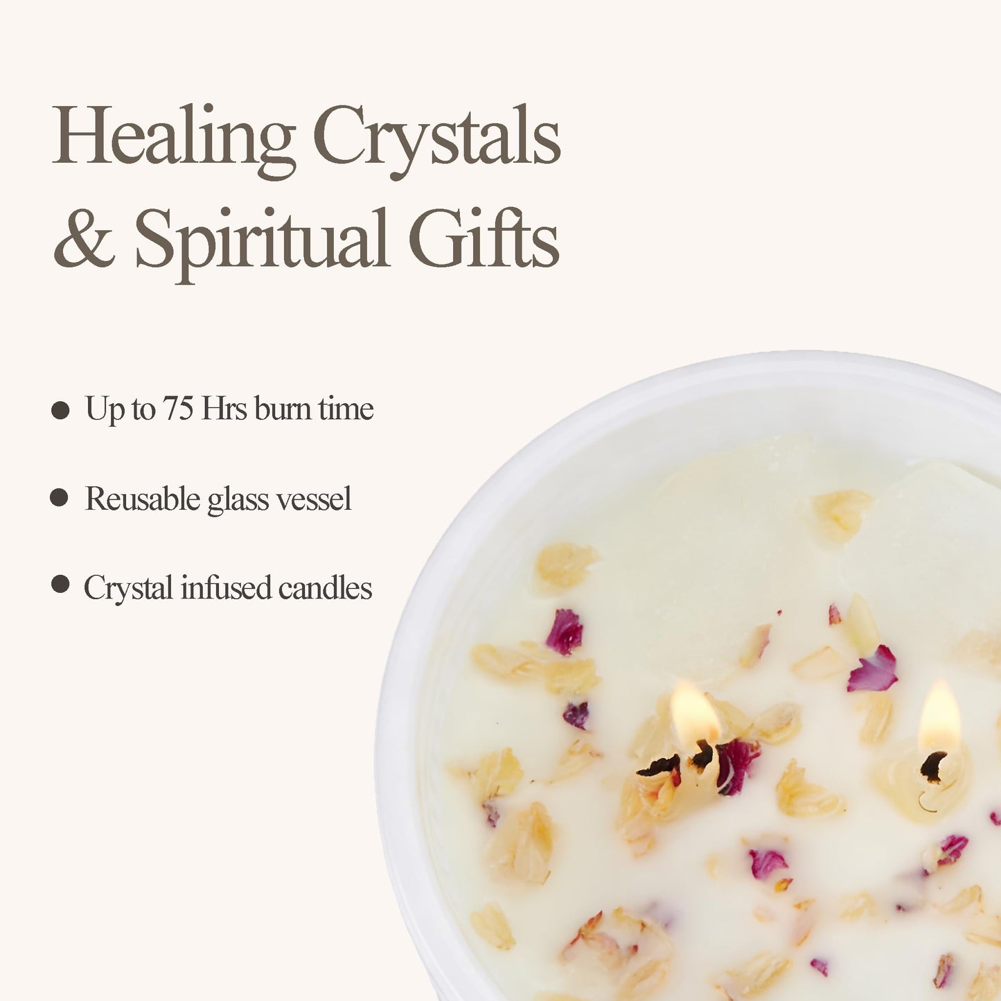Chloefu LAN White Crystal Candle Gardenia Candles for Home Scented, Large 2-Wick Candle, Highly Scented, Gifts for Women, Anniversary Wedding, Thanksgiving, Birthday Gifts for Mom, 14 oz