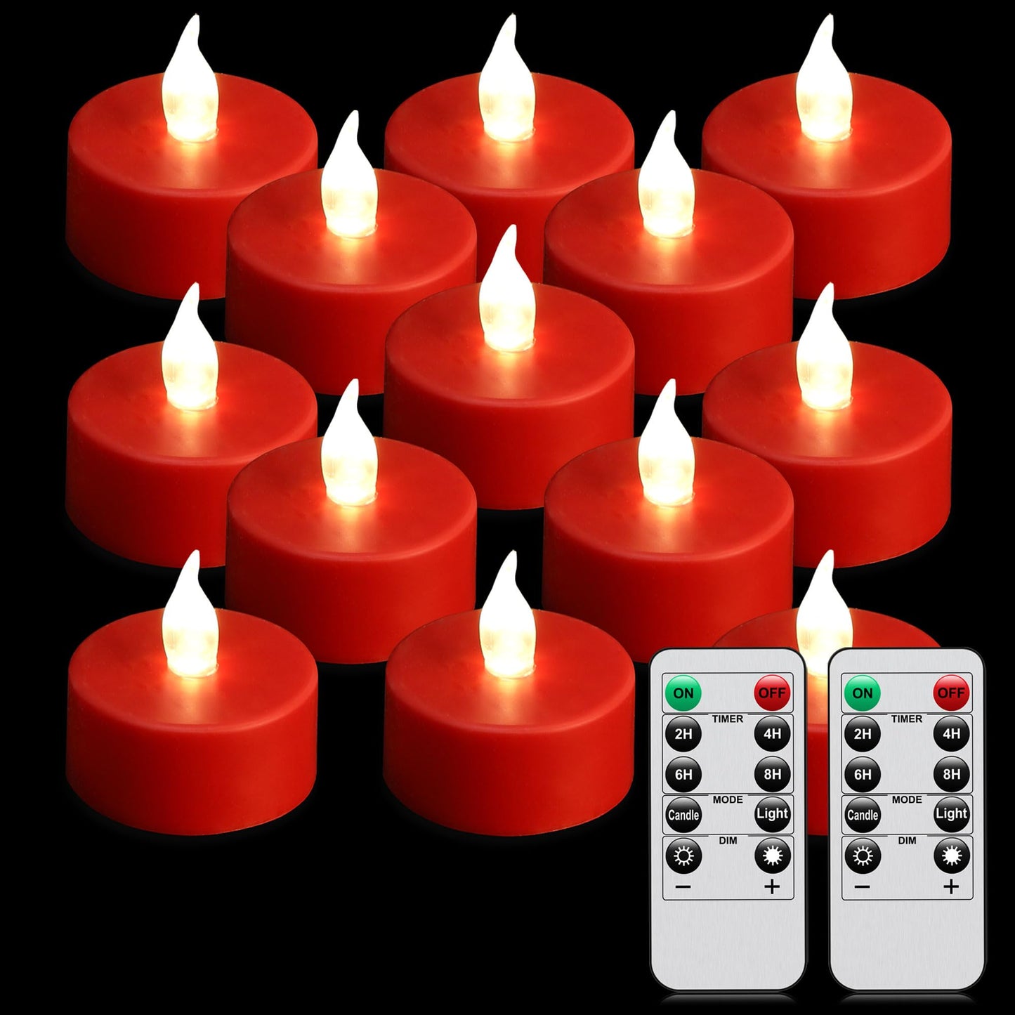 MINXIN LED Tea Light Flameless Candles with Remote Control Flickering Tealight Long Lasting, Battery Operated with Timer for Halloween Home Decoration Seasonal &Festival Celebration Red (50pcs)