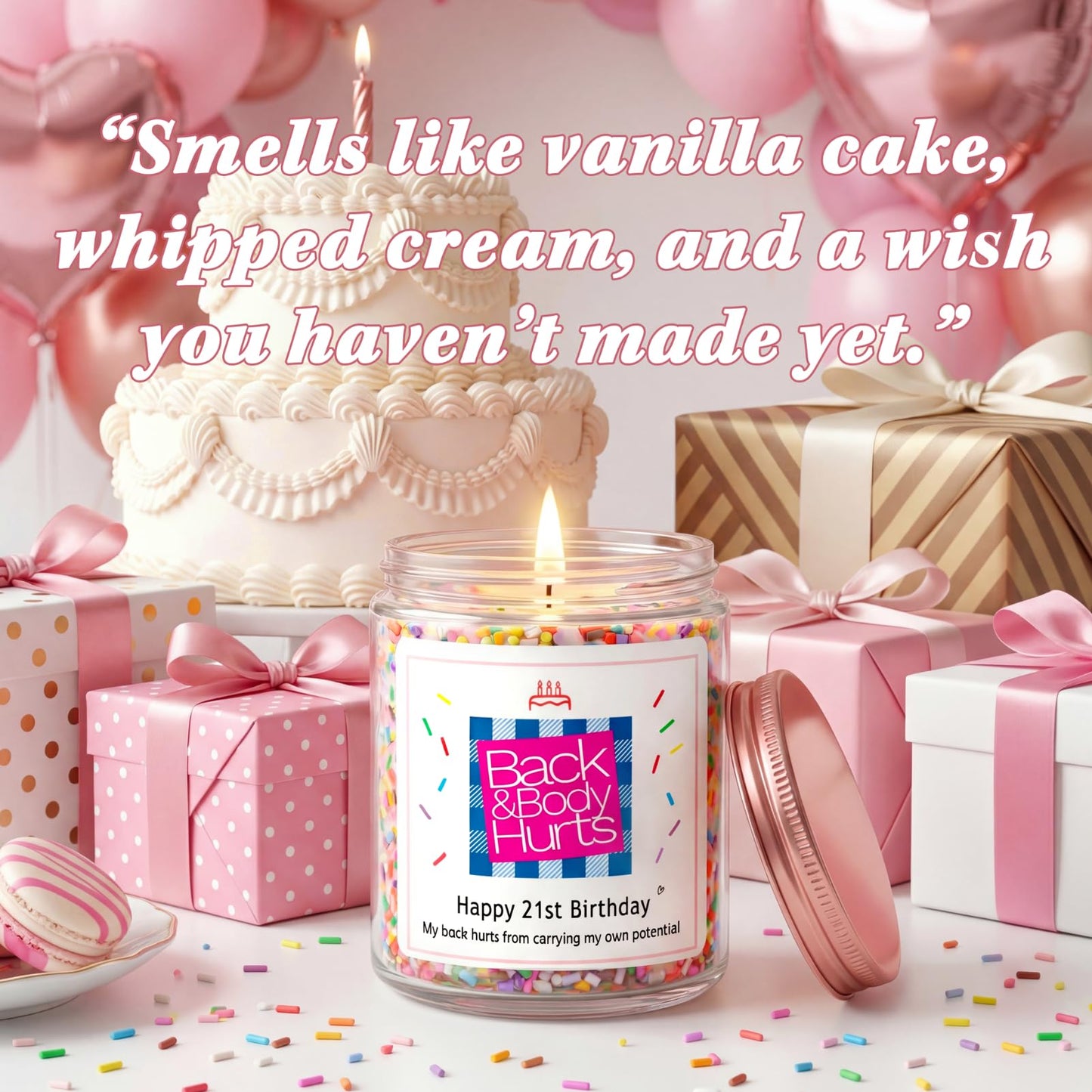 Homsolver 21st Birthday Gift for Her - Finally 21 Vanilla Cream Scented Candle, 21 Birthday Decorations for Her, Natural Soy Wax Candle for Daughter, Bestie, Sister, Best Friend