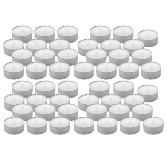 Tea Light Candles, 50‑Count – 4.5‑Hour Long‑Burning White Tealights for Warmers – Non‑Toxic, Smokeless & Soot‑Free Unscented Candles for Parties, Décor & Shabbat