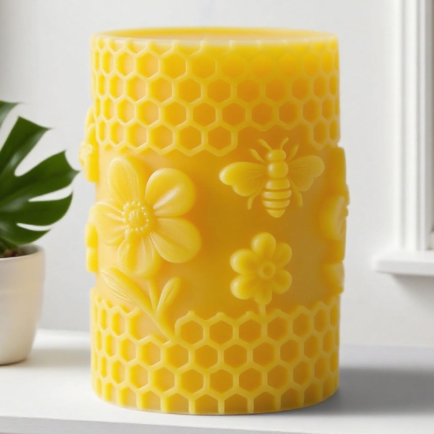 Honeycomb Cylinder Flower Succulent Peony Cylinder Candle & Resin Mold - Resin Casting Silicone Molds for Home Decor & Candle Making Wave Spiral Mold