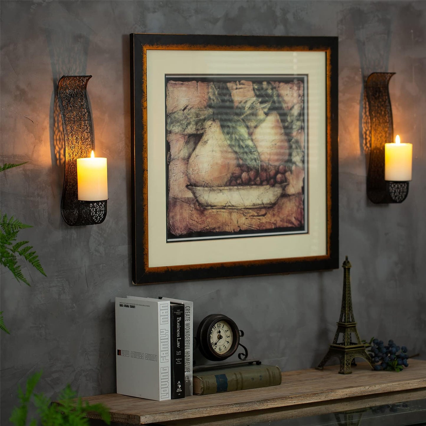 Sziqiqi Wall Candle Holder Decorative Candle Sconces - Wall-Mount Pillar Candles Holders for Living Room, Bathroom, Farmhouse, Wedding - Set of 2