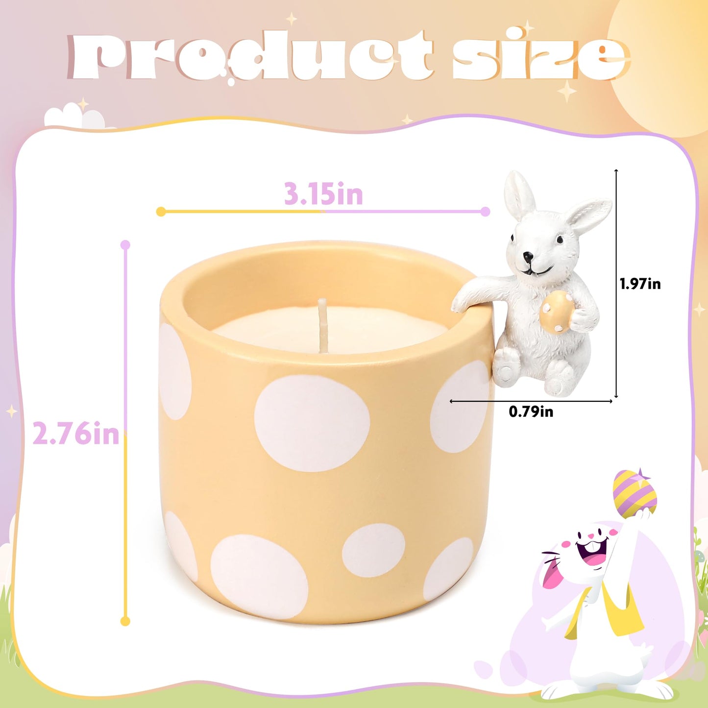 Easter Candles Gifts - Sunflower Scented Candle, Polka Dot Candle with Cute Bunny, Easter Decor Gifts for Kids Teens Adults Women