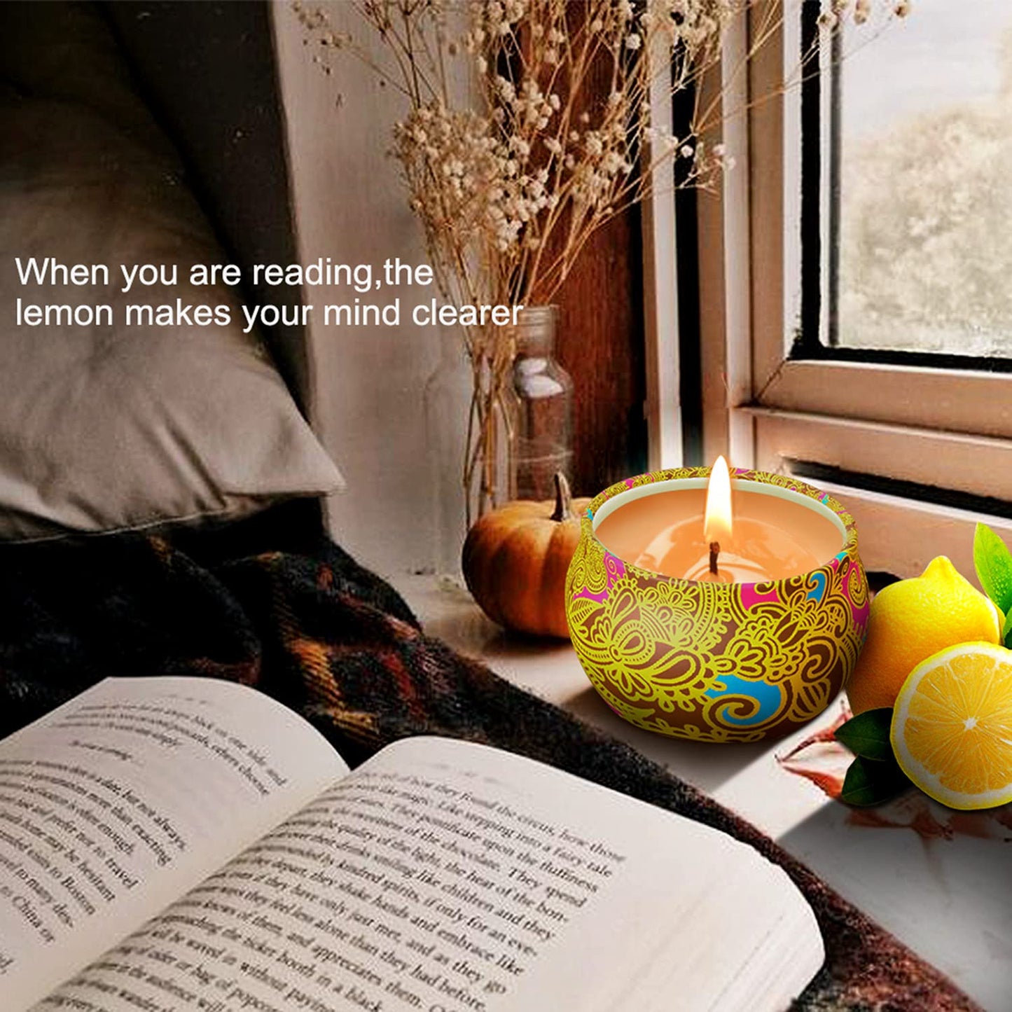 Scented Candles Gift Set Mom Gifts 4 Cans Aromatherapy Candle 4.4 Oz Natural Soy Wax Bath Yoga Unique Mothers Day Gifts Christmas Birthday Gifts for Women Wife Friends