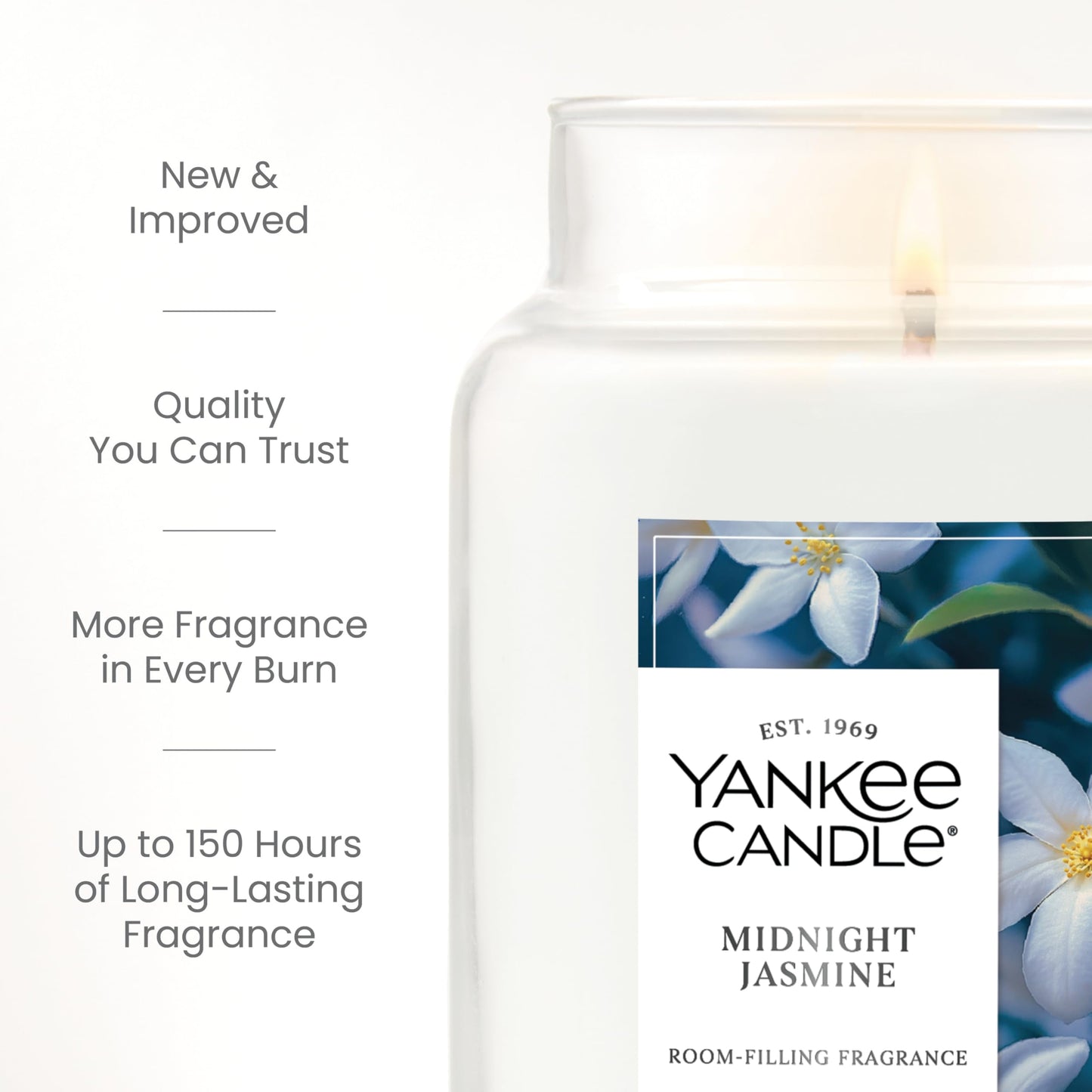 Yankee Candle Midnight Jasmine Scented Candle, 22oz Large Jar with up to 150 Hour Burn Time, Giftable