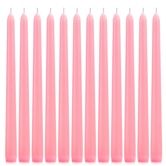 12 Pack Pink Taper Candles - Taper Candles 10 Inch Dripless, Smokeless & Unscented - 8 Hours Long Burning - Tall Candlesticks - Ideal for Weddings, Dinner Parties, Home Decor, Birthday Party