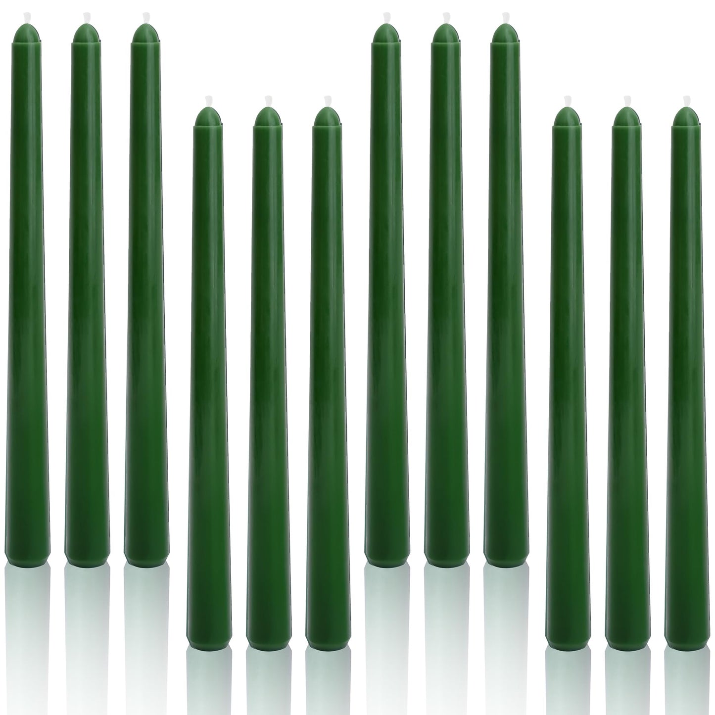 Viyffo Taper Candles, 10 Inch, 12 Pack, Noble Pine Green – Unscented, Dripless & Smokeless Design, Up to 8 Hour Burn – Long Tall Taper Candlesticks for Wedding, Dinner & Home Decor