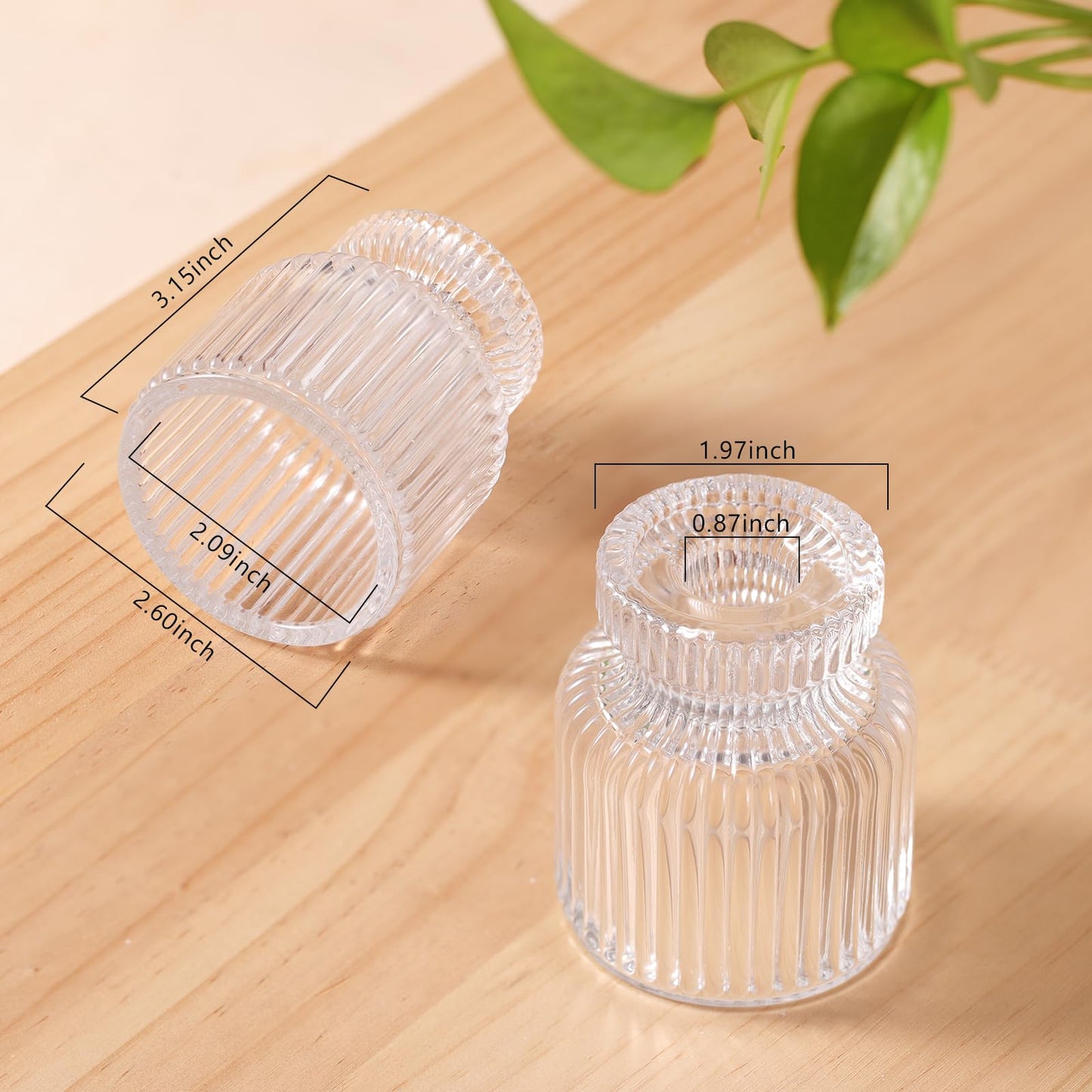 DARJEN 12 Pcs Glass Candlestick Holders- Clear Taper Candle Holders Tealight Votive Candle Holders for Table Centerpieces, Wedding, Dinner Party, Home Decor
