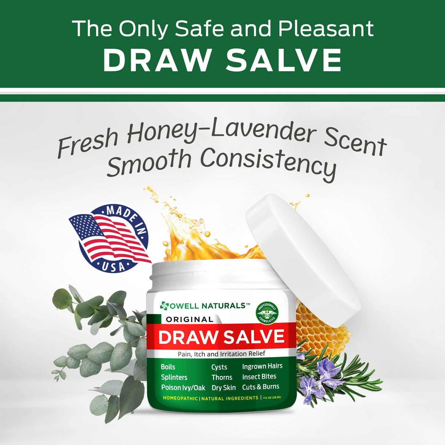 OWELL Naturals Drawing Salve Ointment for Boil & Cyst Removal, Deep Ingrown Hair, Splinter Remover, Bug Spider Bites, Bee Sting, Mosquito Itching, Poison Ivy