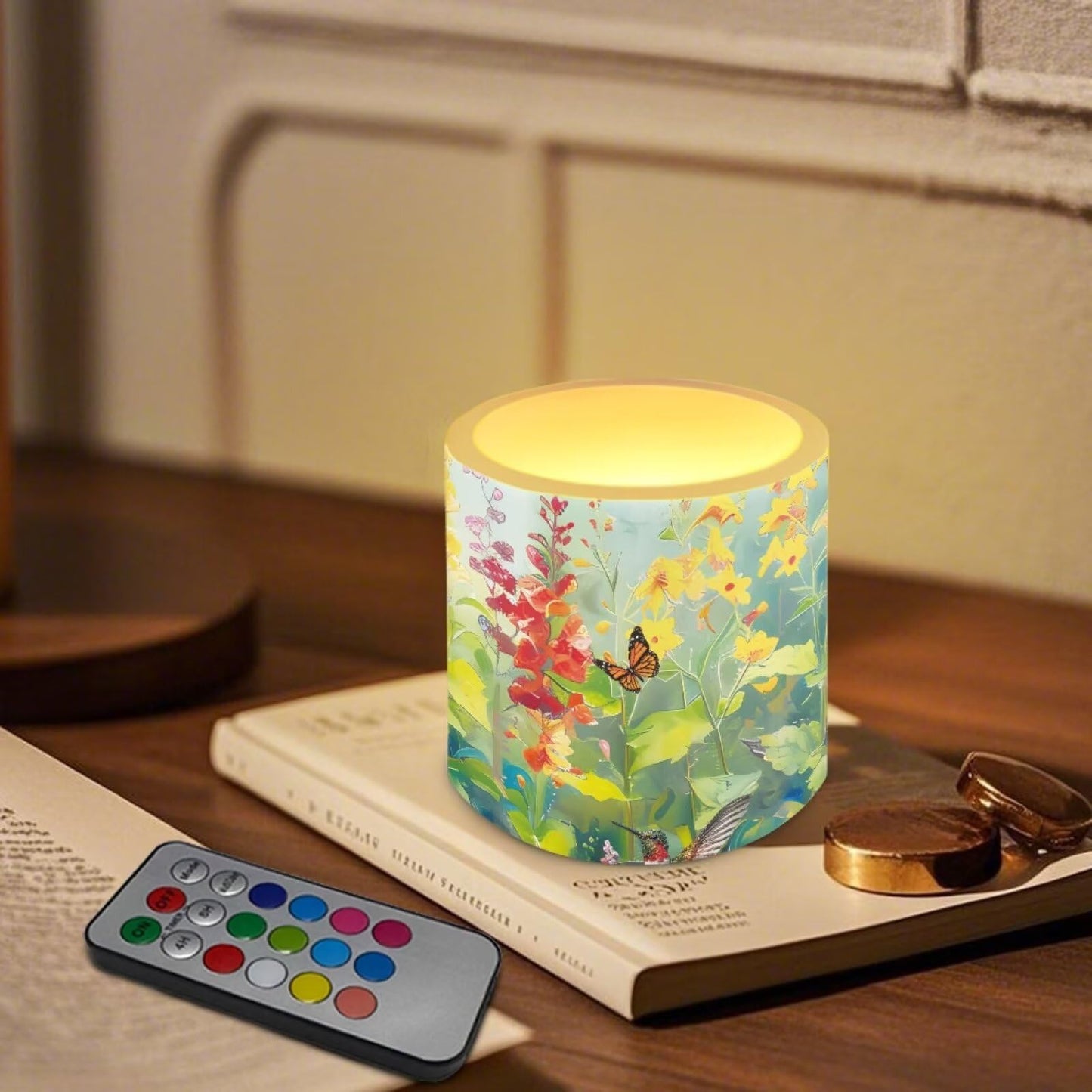Cozeyat Colorful Garden All Weather LED Candles 4 Pack Battery Operated Flameless with Remote Control Timer Dancing Flame Waterproof for Indoor Outdoor Home Use