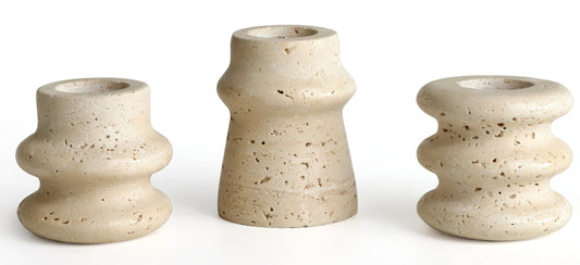 Vixdonos Natural Stone Candle Holder Set of 3 Taper Candle Candlestick Mantle Candle Stand for Home Decor,Wedding,Party and Table Centerpieces(White)