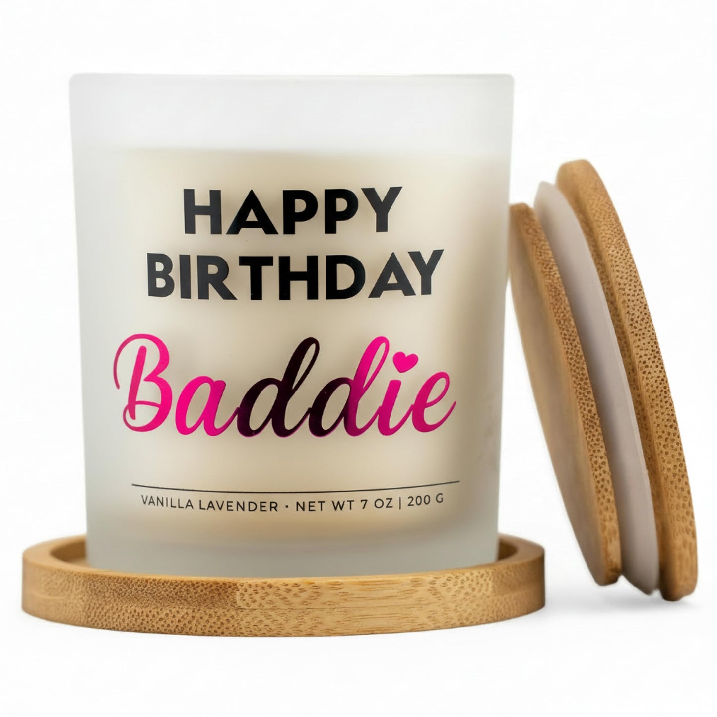 Best Friend Birthday Gifts for Women – Happy Birthday Baddie Soy Candle Gift Set, Vanilla Lavender, 50+ Hour Burn, Ready to Gift Box by Wick and Wit