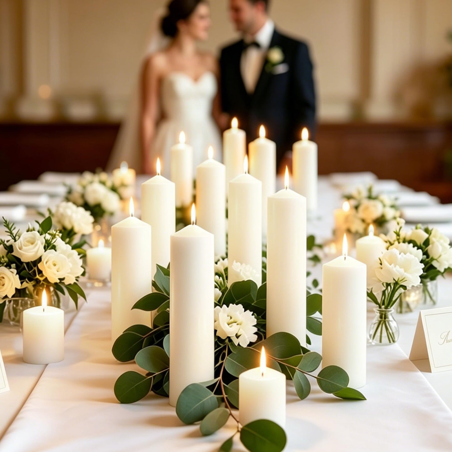 CCXTNQS 18 Pcs White Pillar Candles, 3 Size Set 2 x 3/6/8 Inch Unscented Dripless Smokeless Long Burning Candles for Wedding Decor, Candle Centerpieces for Tables, Home and Holiday Display Bulk