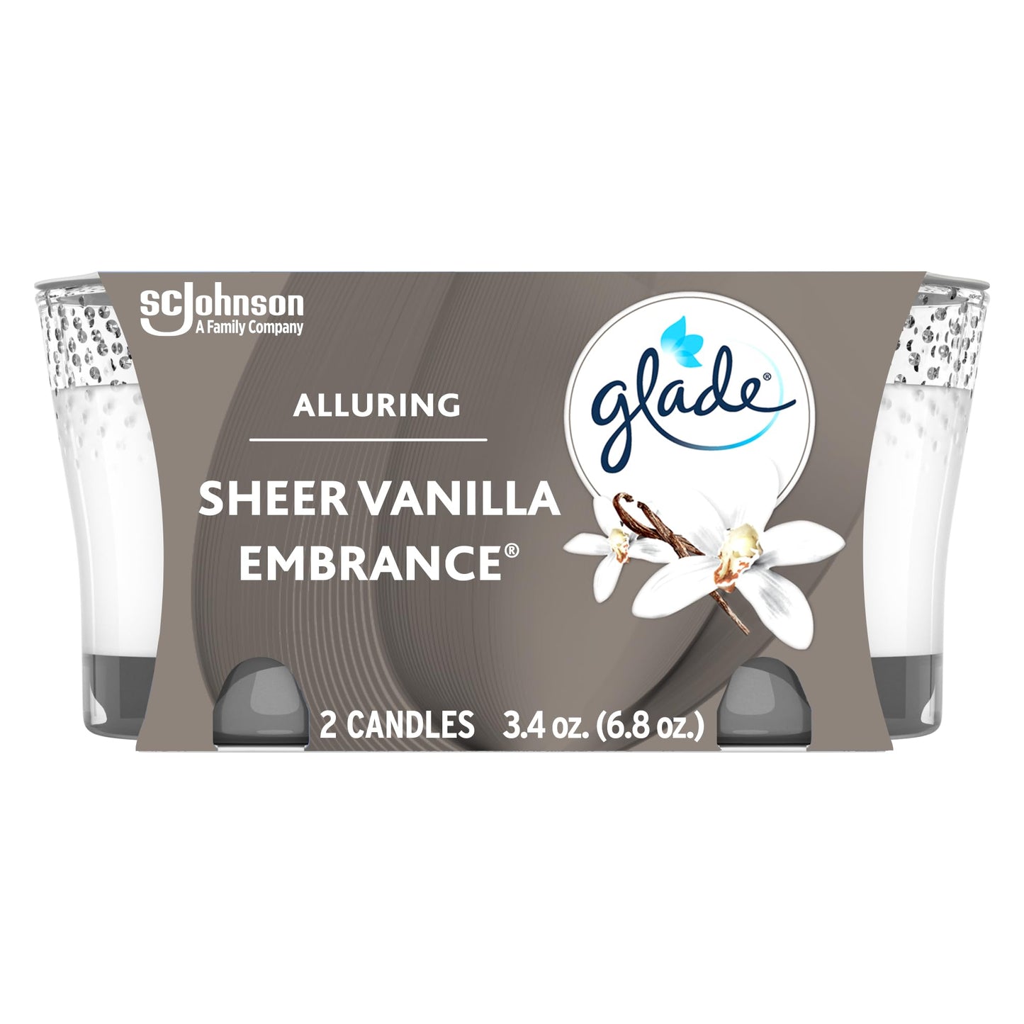 Glade Candle Jar, Air Freshener, Sheer Vanilla Embrace, 3.4 oz, 2 Count