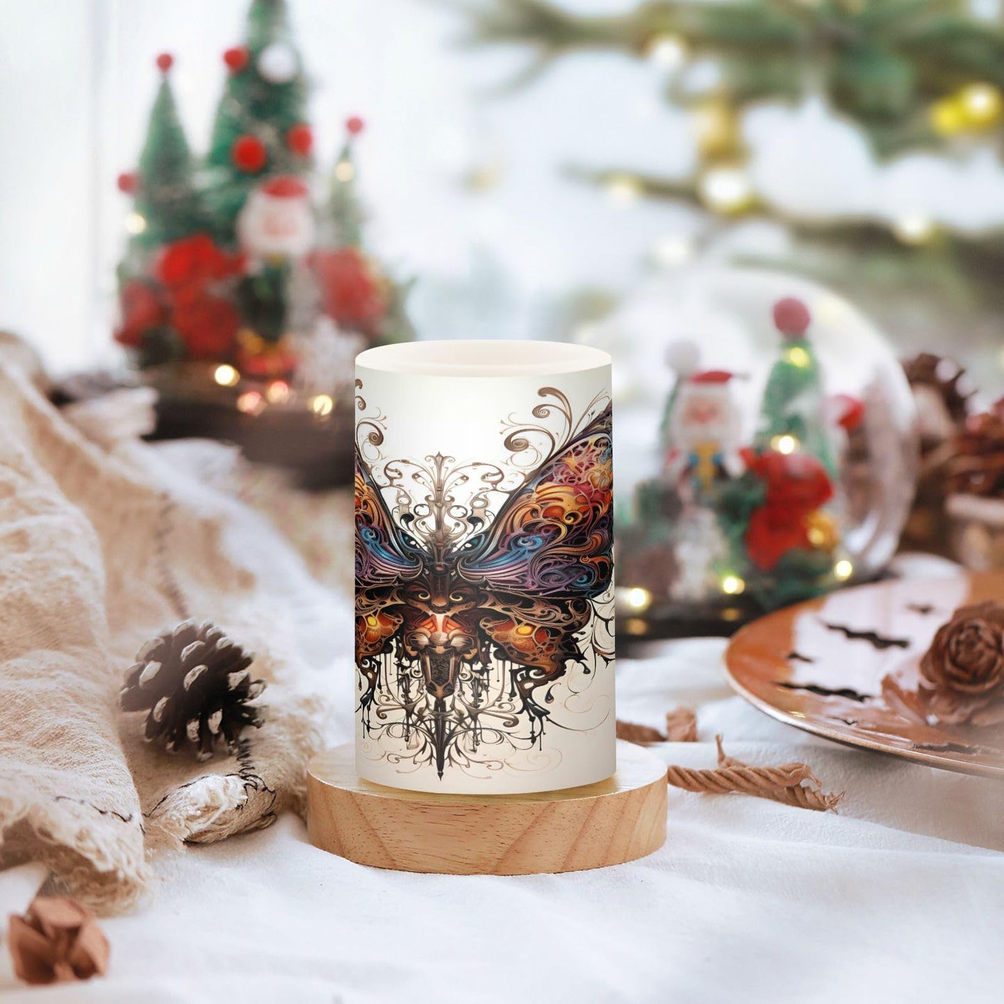 ALAZA Butterfly Flickering Flameless Candles Battery Operated with Remote Timer,Tea Light Candles LED Pillar Votive Candles Set of 2 for Outdoor Indoor Decorations